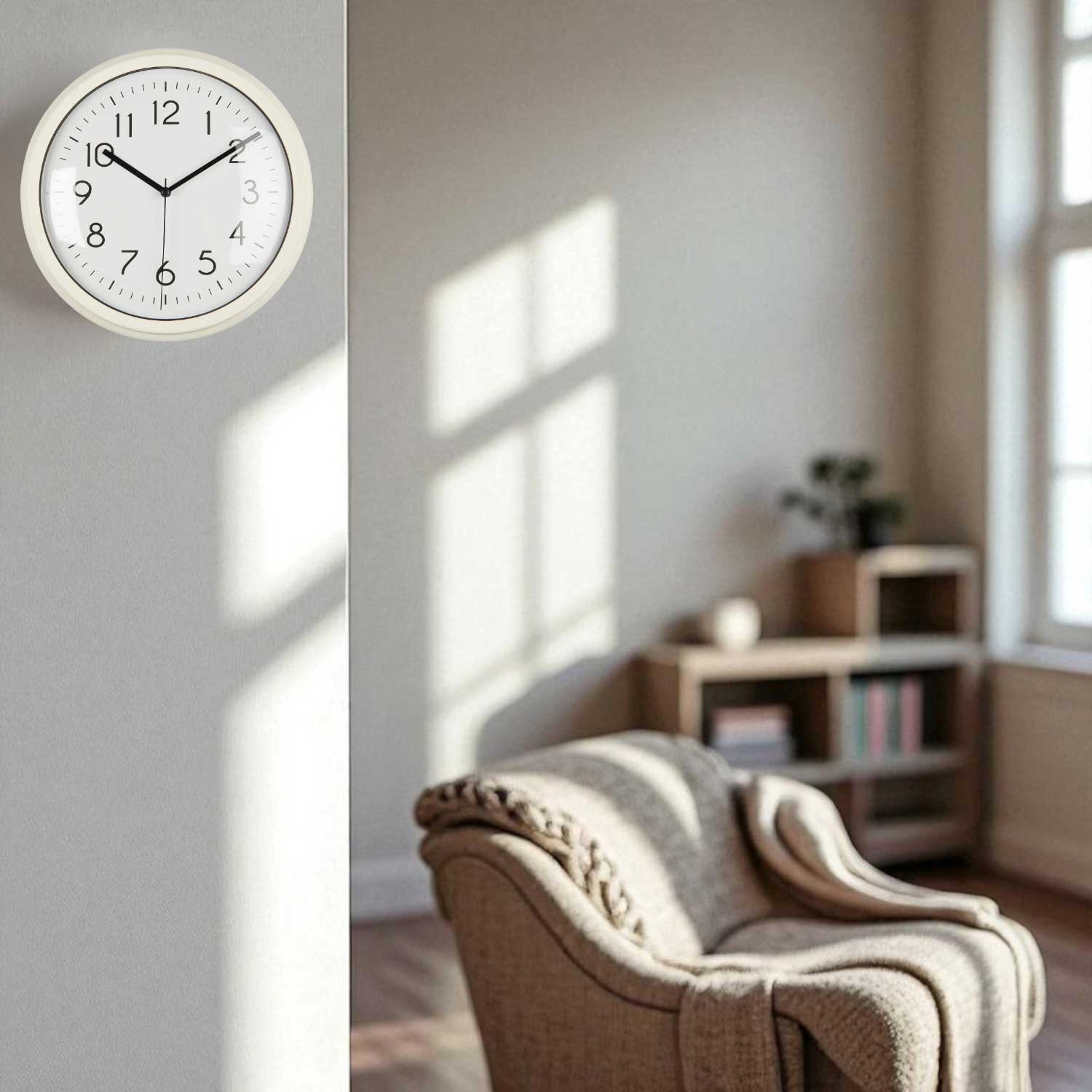 LS-LebenStil Nostalgie Wanduhr Cream Weiß 26cm Analog Retro