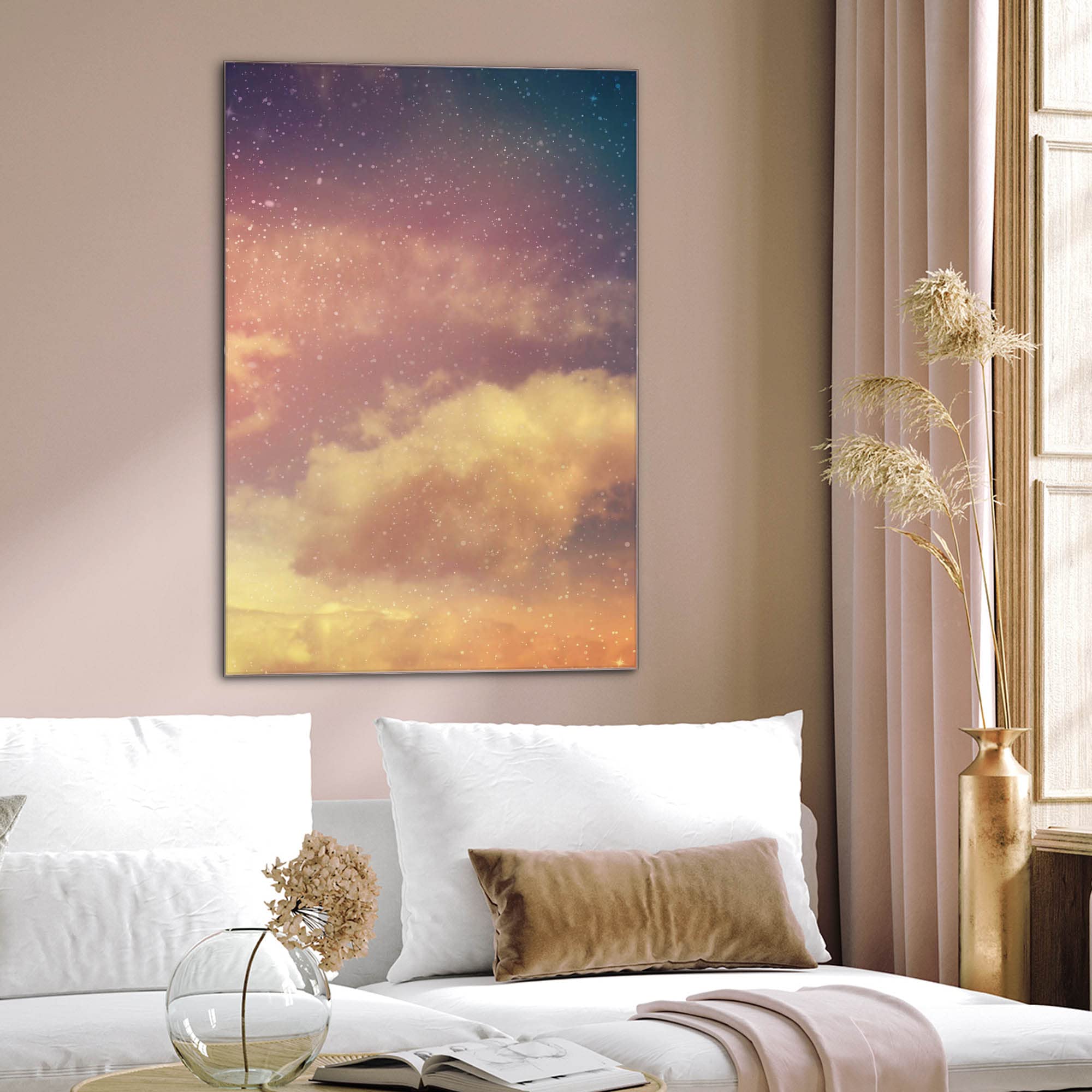Banjado Magnettafel Glas 60x40cm Sternenhimmel Wolken