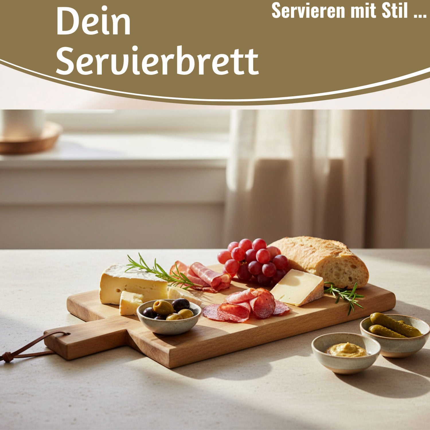 LS-LebenStil Griffbrett Akazie Eckig 35cm Servierbrett