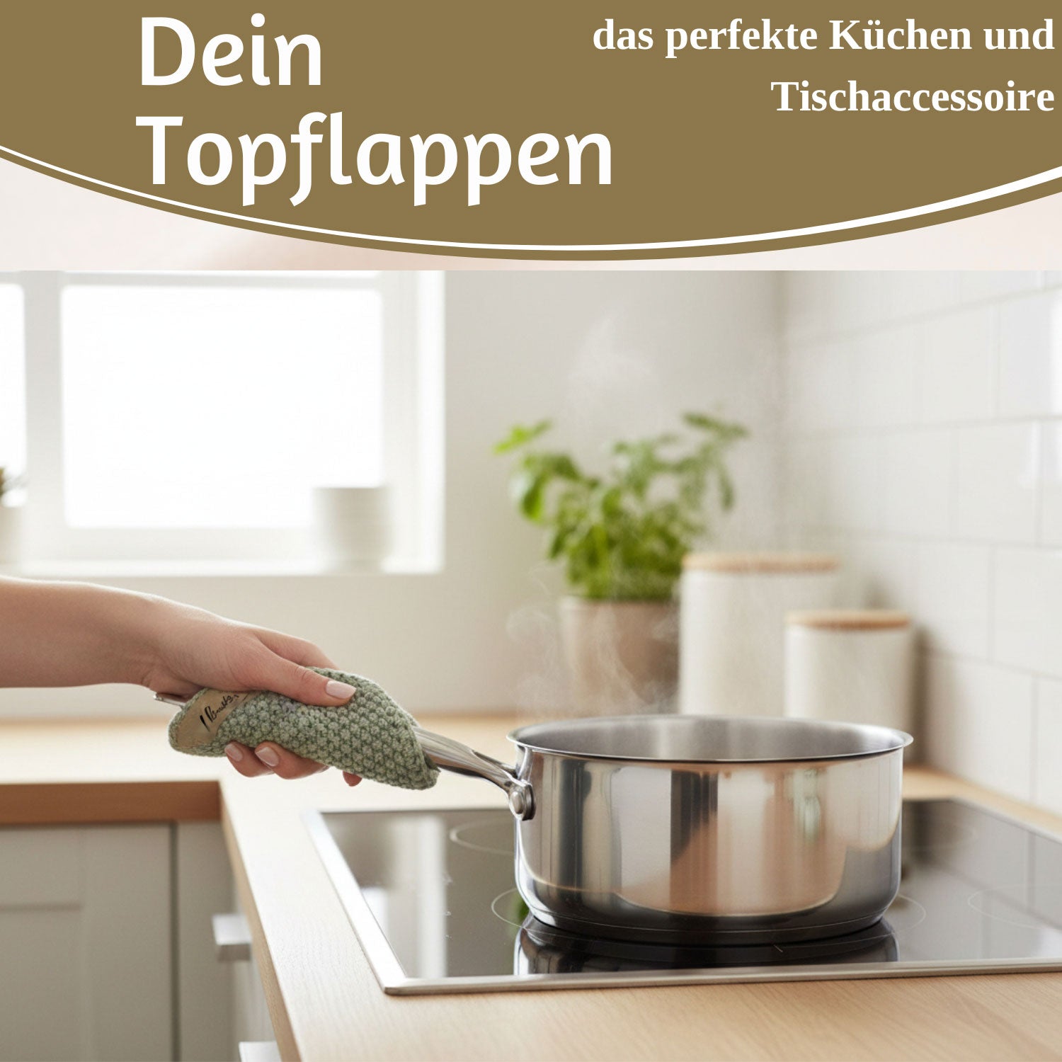 LS-LebenStil Mynte Topflappen Baumwolle staubig grün 22 cm