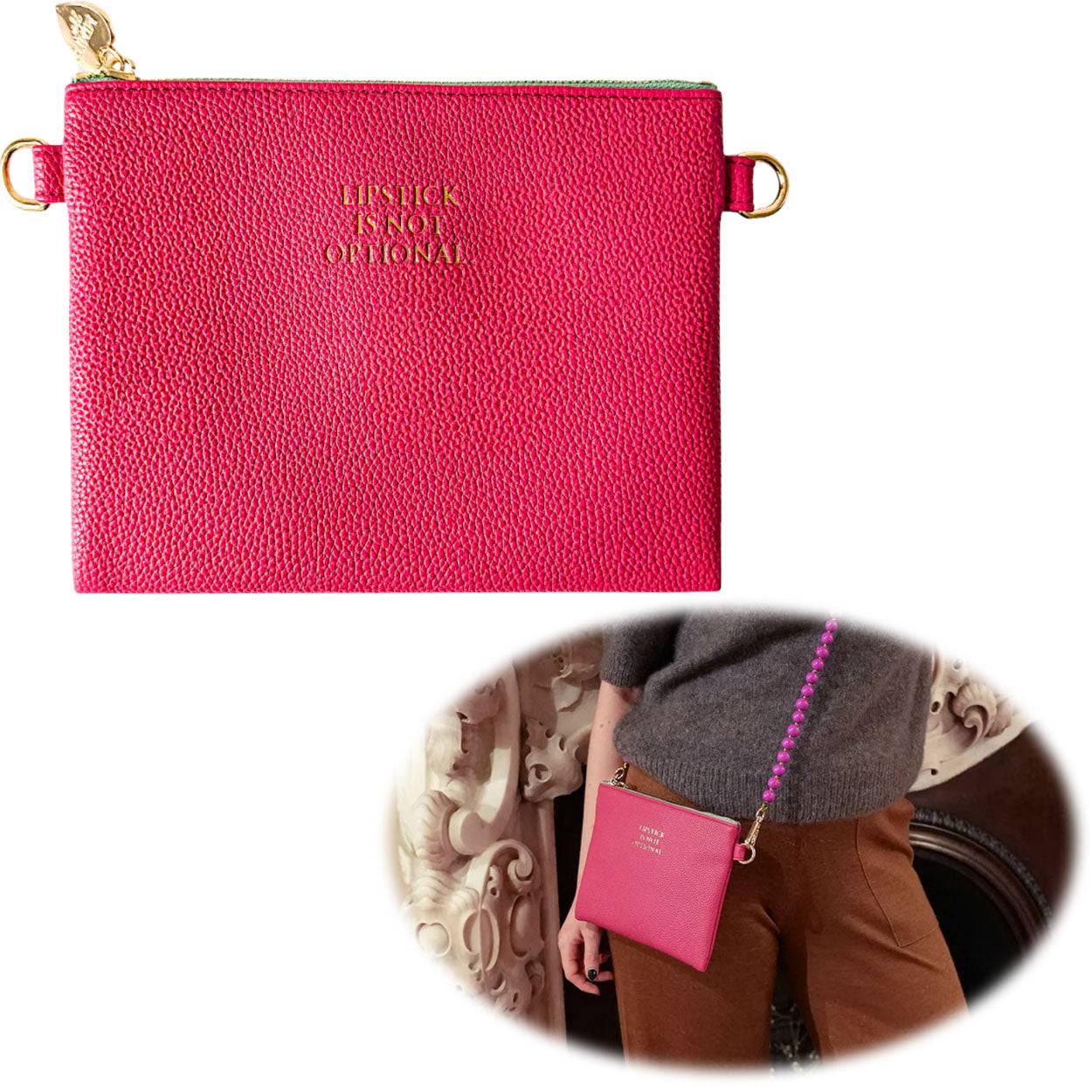 Mimi's Glow Clutch Lia Pink 22cm PU-Leder Handtasche