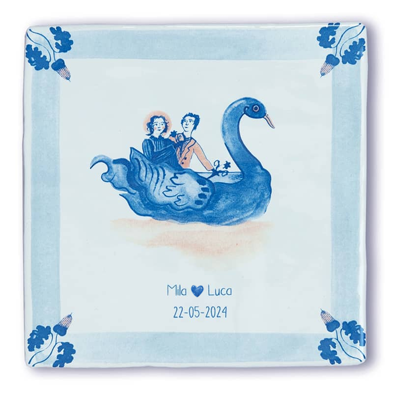 StoryTiles Delft Blue In 't Huwelijksbootje Fliese 10x10 Hochzeit