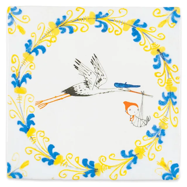 Storytiles Delft Blue Hallo kleintje! Baby-Fliese S 10x10 cm