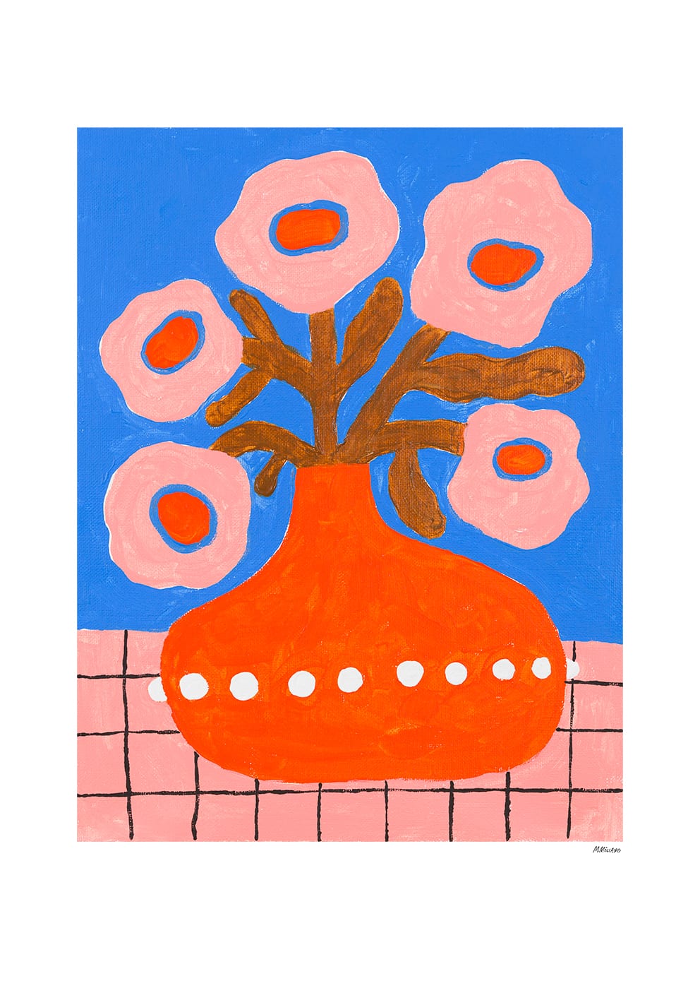 The Poster Club Flowers Pearl Vase Poster A4 Blumen blau