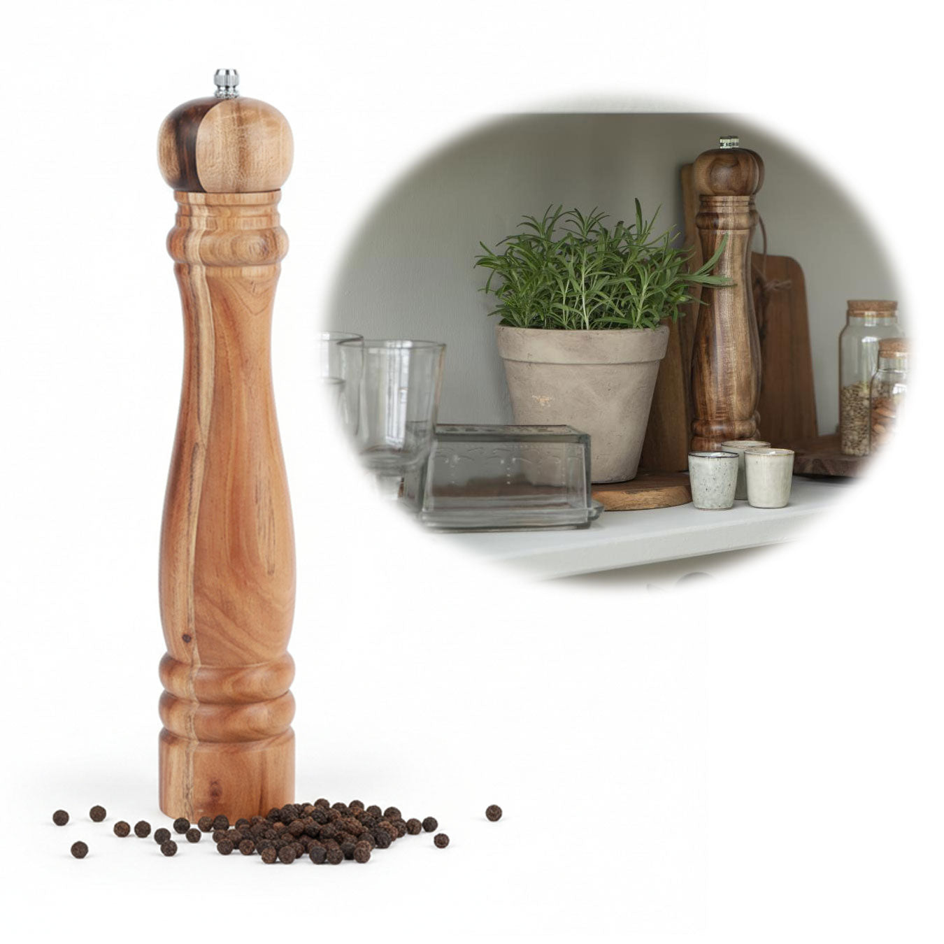 LS-LebenStil Design XL Salzmühle Pfeffermühle Akazie 32cm
