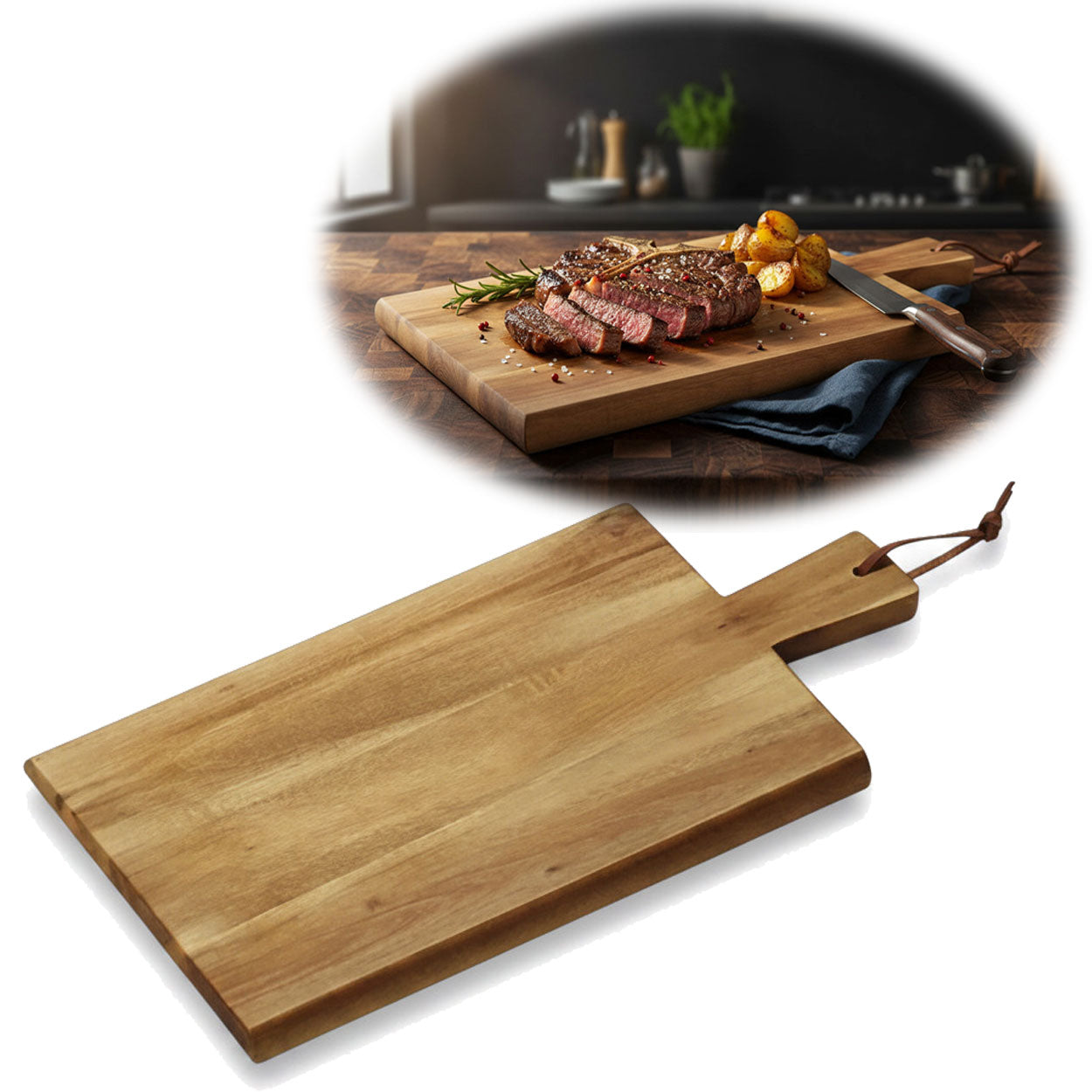 LS-LebenStil Küche & Haushalt Griffbrett Schneidebrett 45 cm Akazie