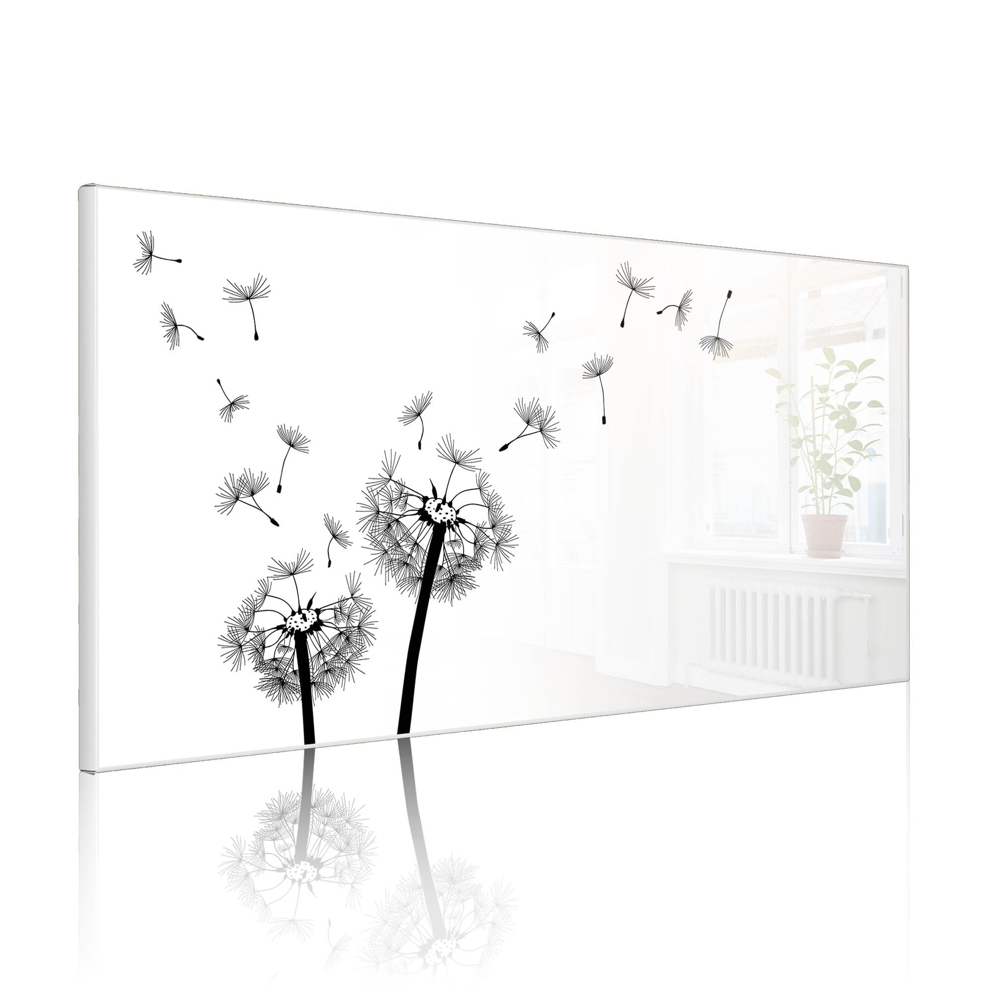 Banjado Magnettafel Pusteblume 2 78x37 cm Metall Weiß