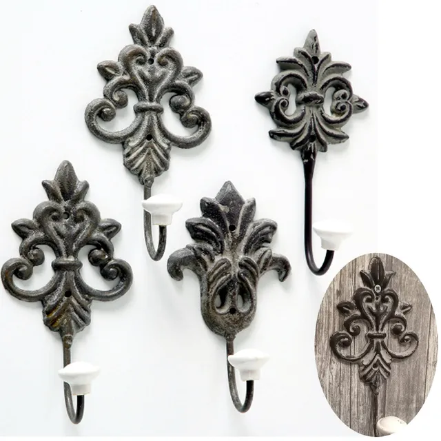 LS-LebenStil Wohnen Kleiderhaken Vintage Braun Blume 2er 15cm