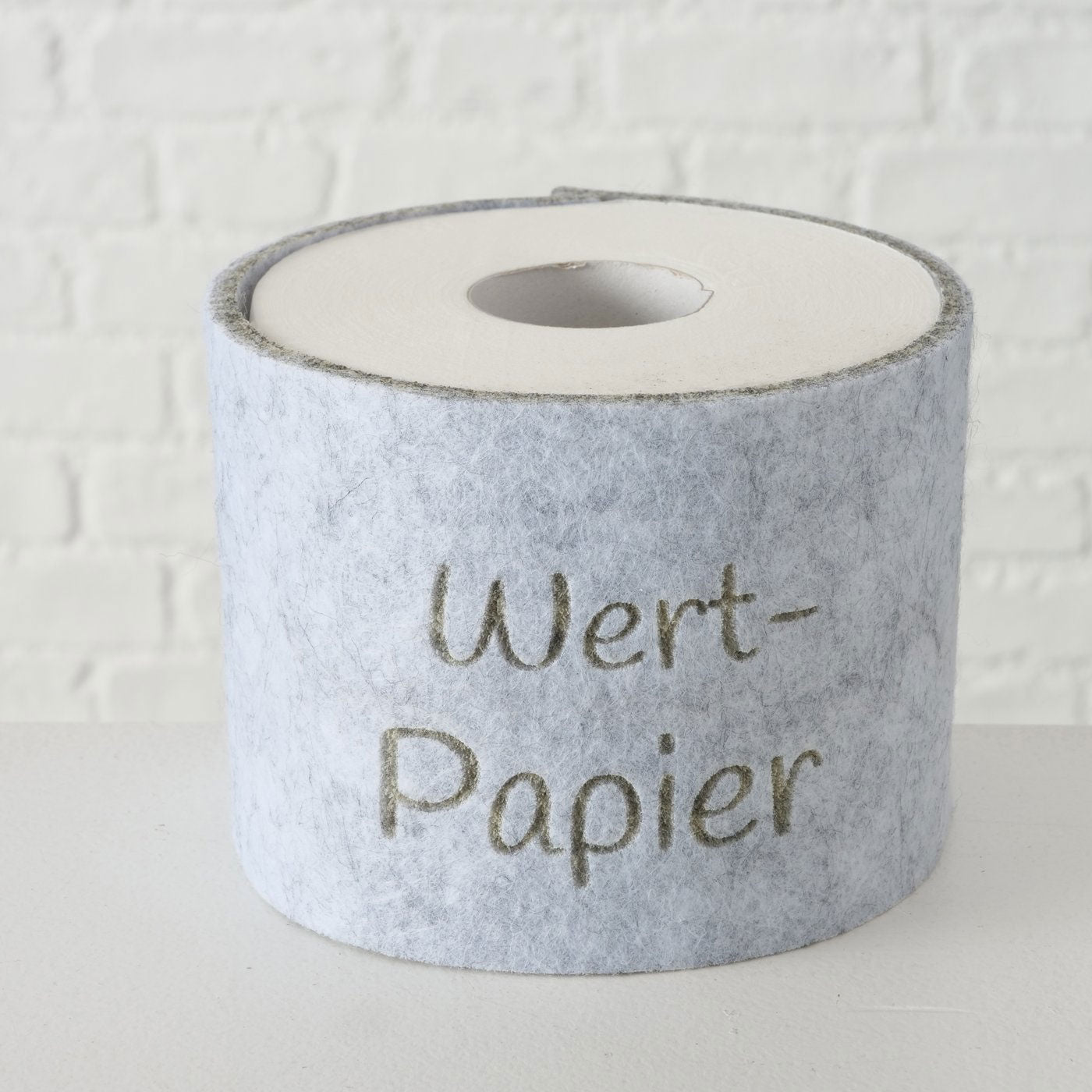 LS-LebenStil Wertpapier Klopapier Banderole Filz Blau-Grau