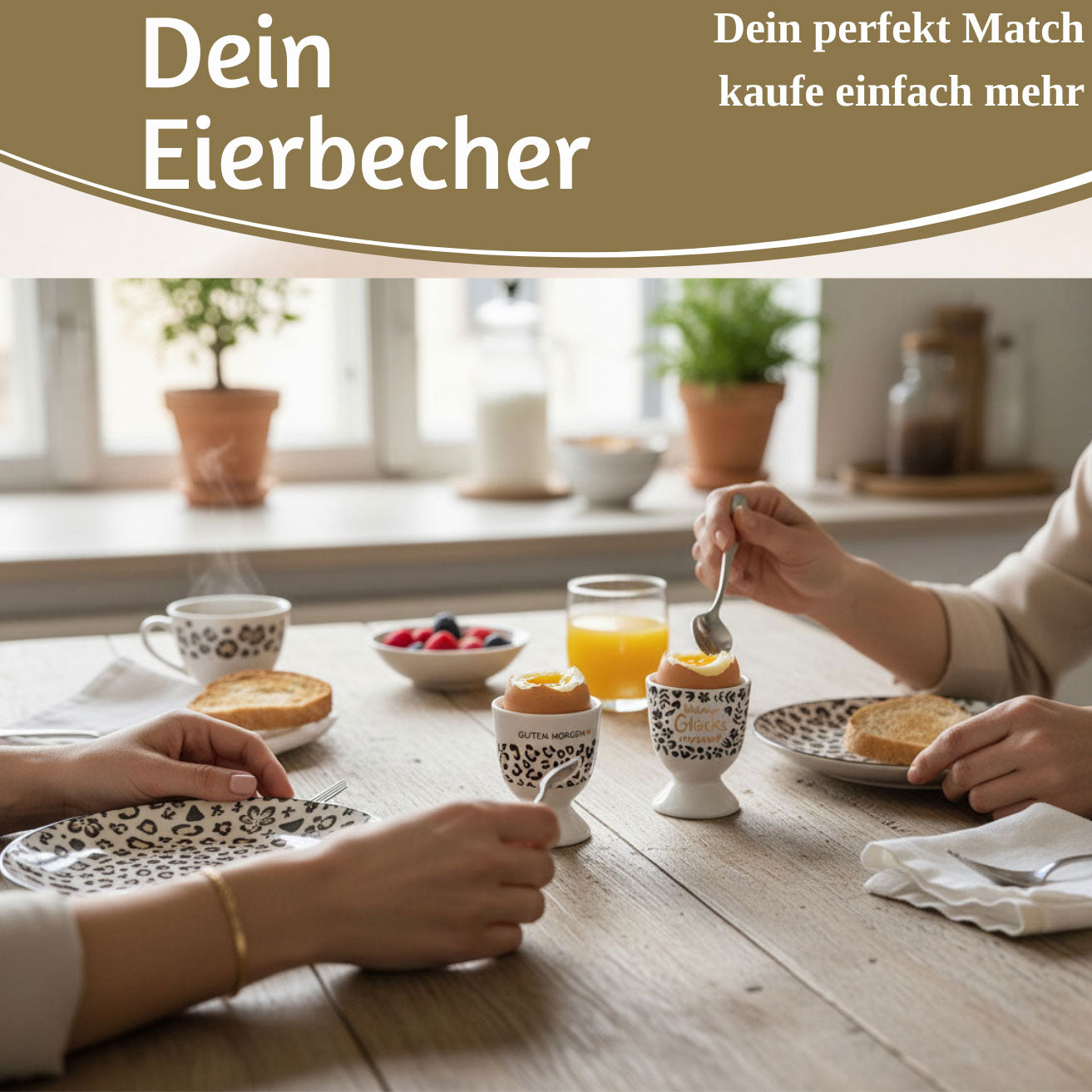 LS-LebenStil Küche & Haushalt Eierbecher Gold kleiner Glücksmoment
