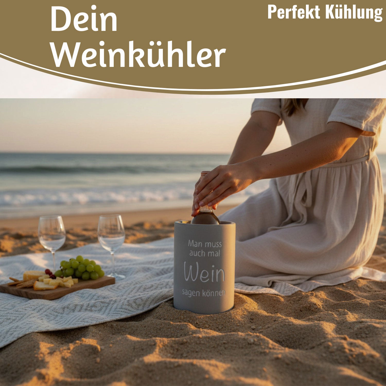 LS-LebenStil Wein Sagen Weinkühler Beton 21x13cm Grau