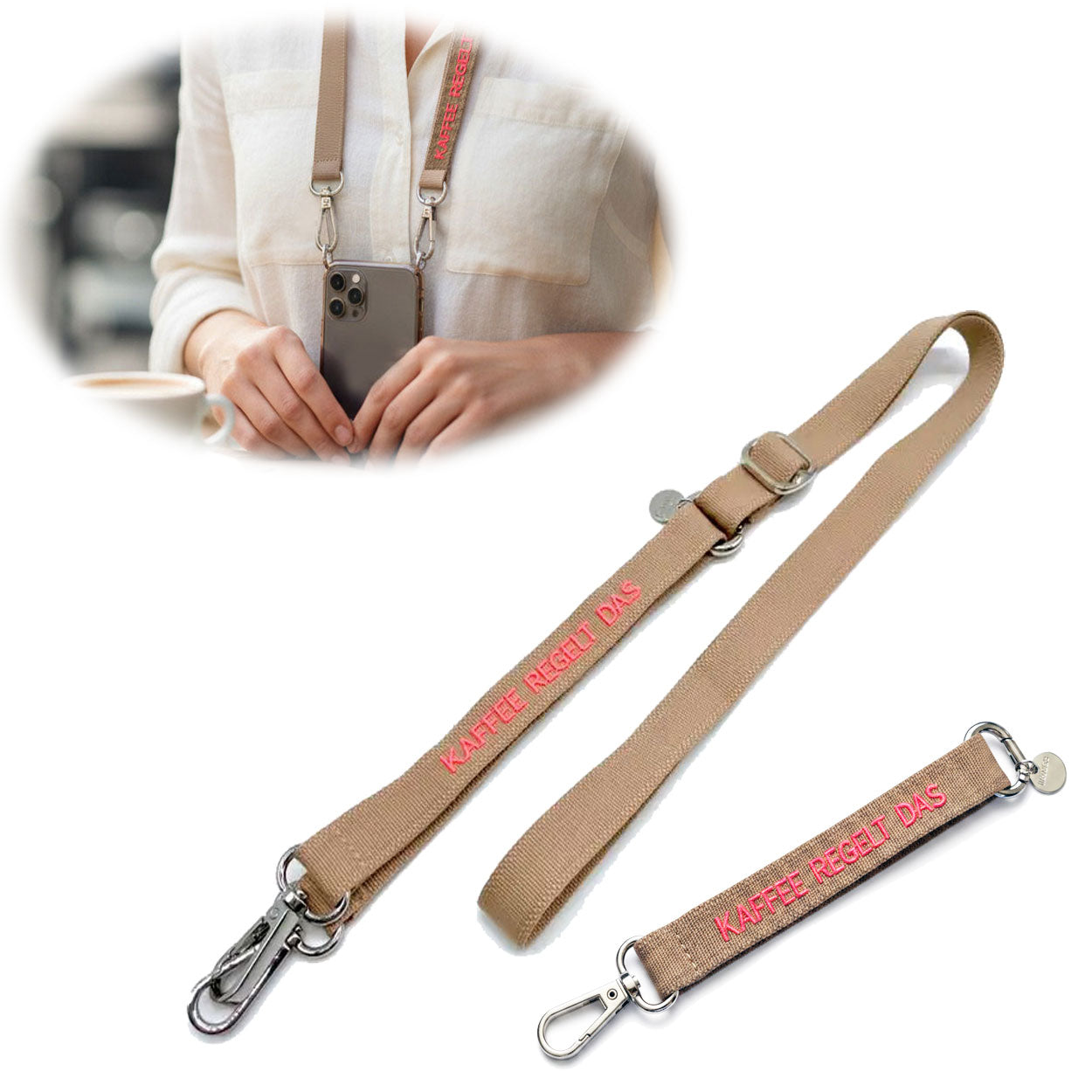 LS-LebenStil Handykette Kaffee regelt taupe pink 137 cm
