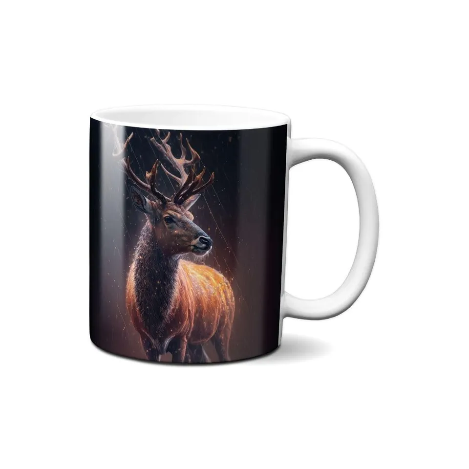 Hustling Sharks Wandbilder Hirsch im Regen Tasse 330 ml weiß