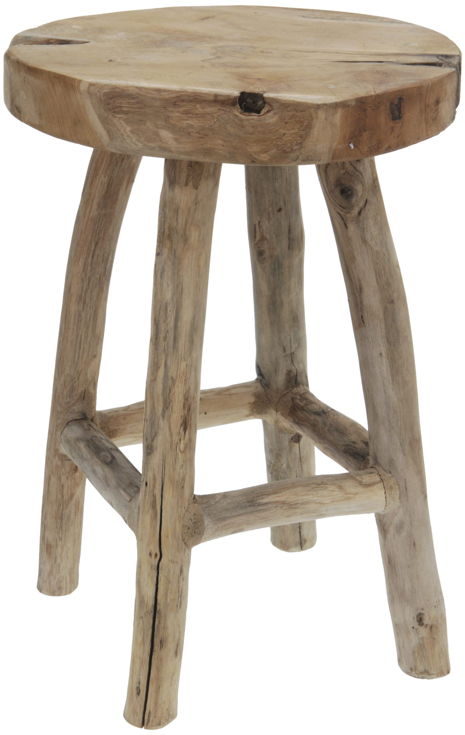 LS-LebenStil Möbel & Wohnen Teak Hocker 42cm Braun Massiv