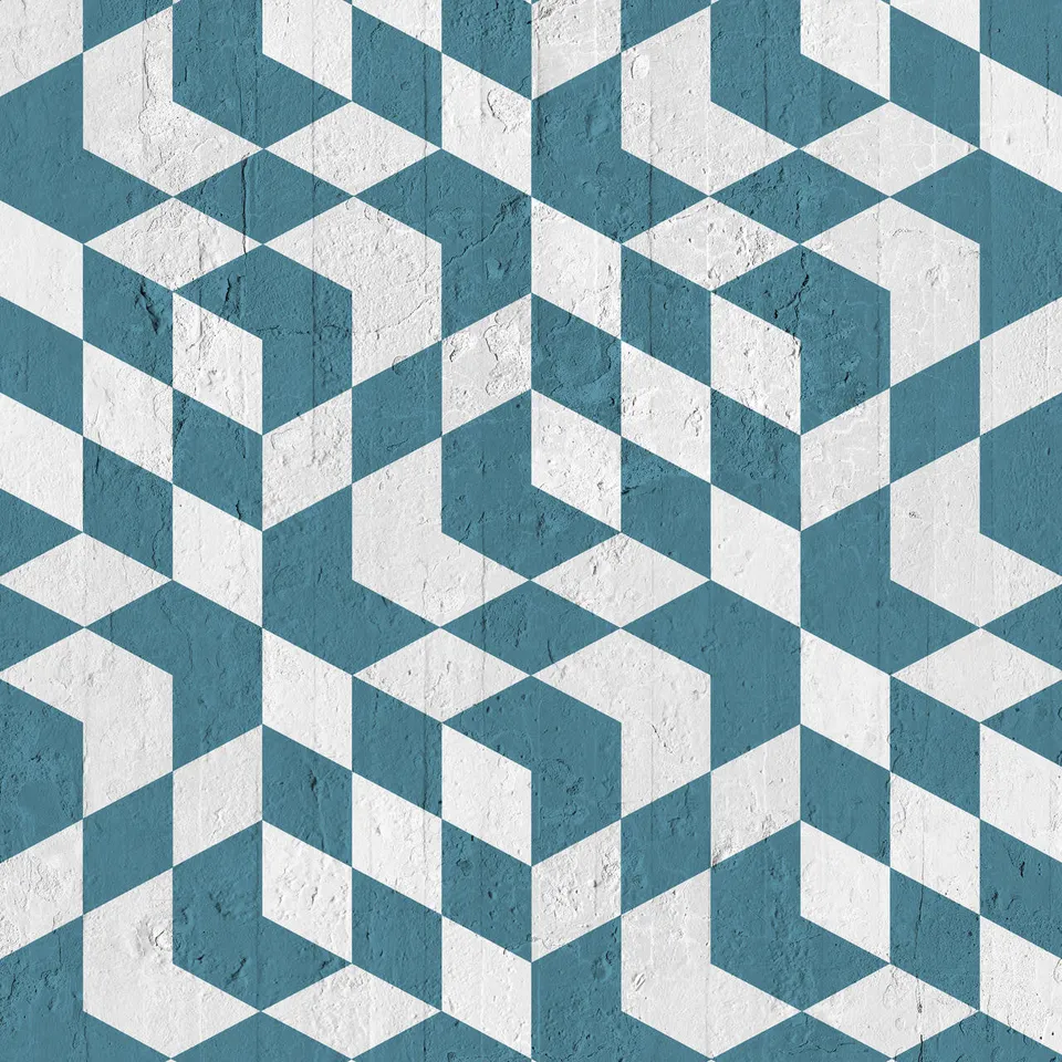 Mineheart Wallpaper Petroleum Geometric Cubes Tapete Petrol Rolle Würfel