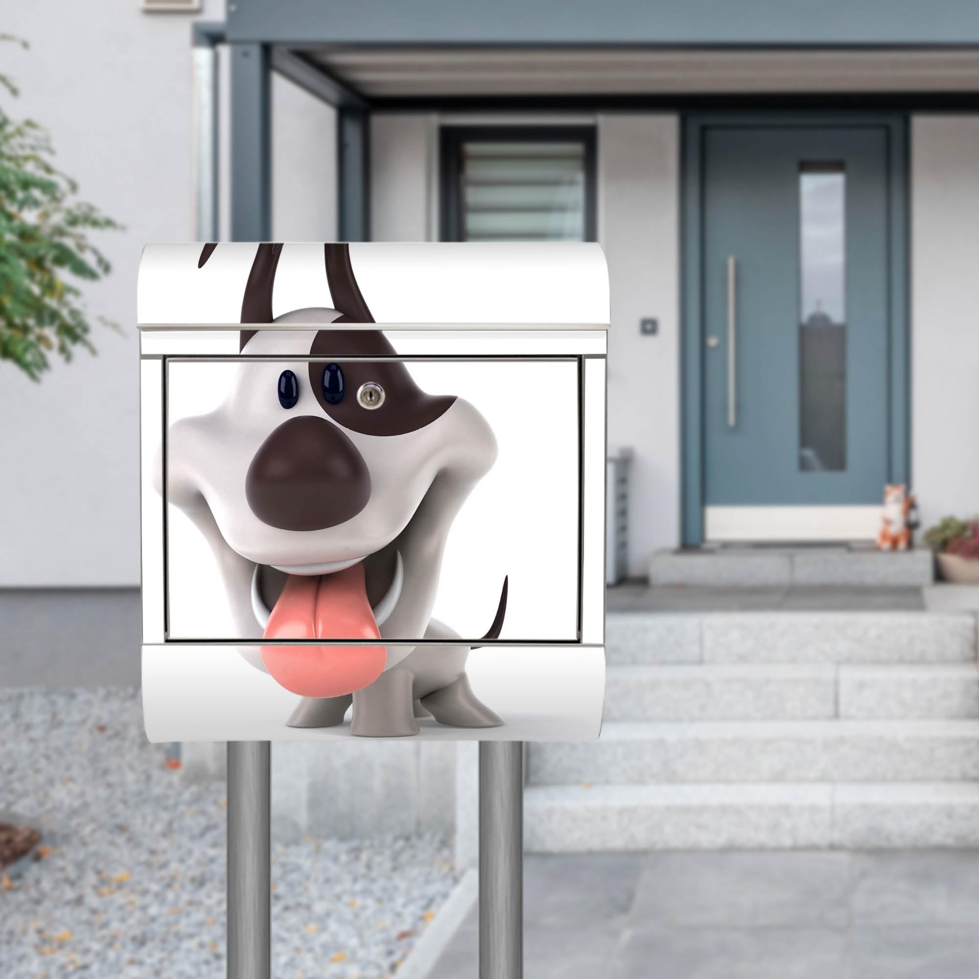Banjado Briefkasten Comic-Hund Edelstahl Standbriefkasten A4