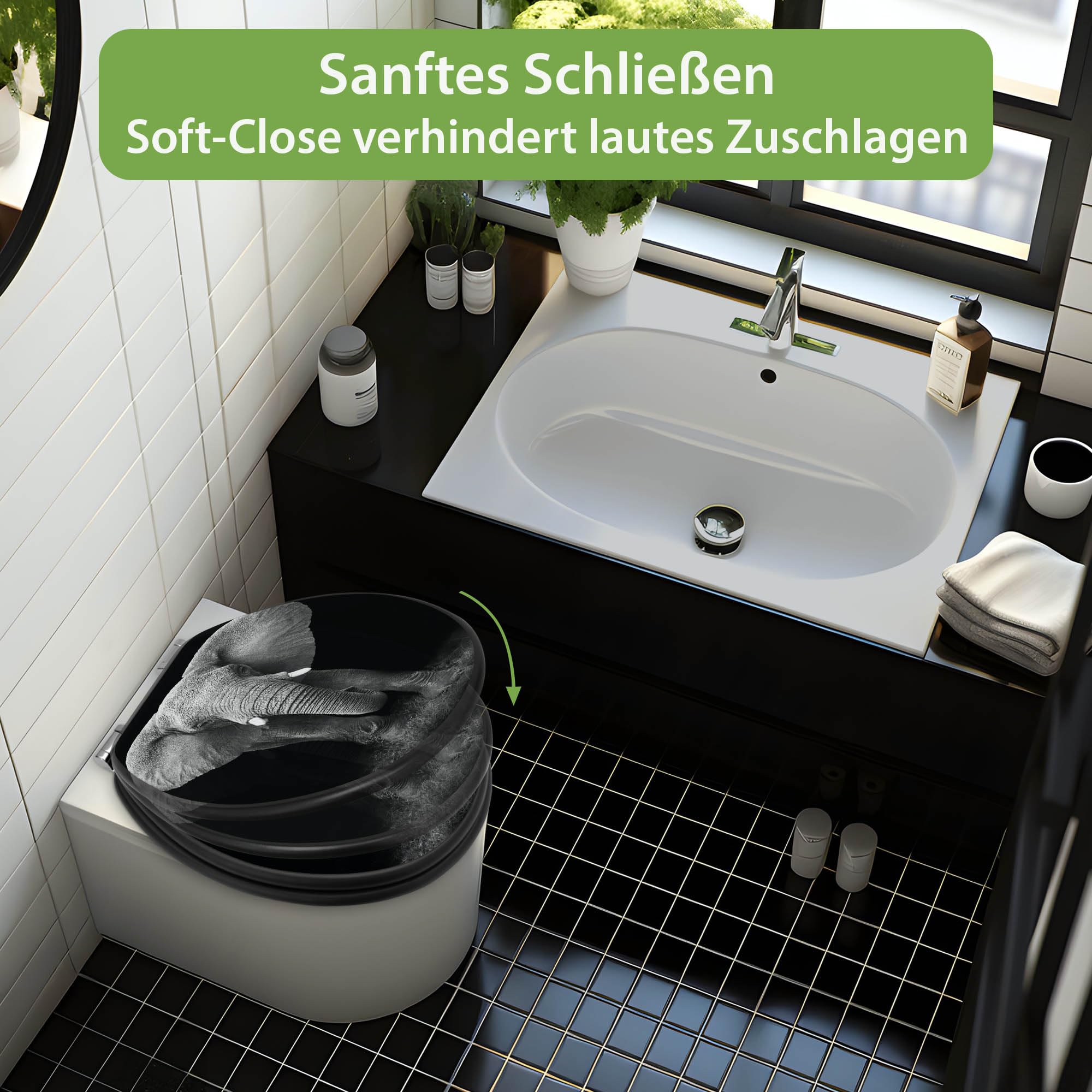 Banjado WC Sitz Ella Klodeckel 38x46,5cm anthrazit MDF