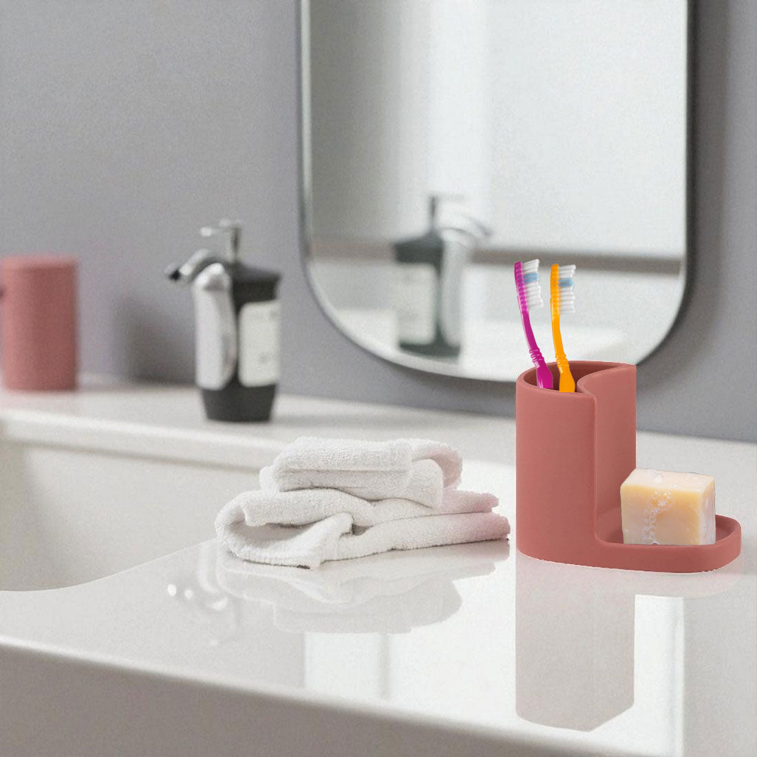 LS-LebenStil Küche & Haushalt Spülbecken Organizer Alt Rosa Keramik