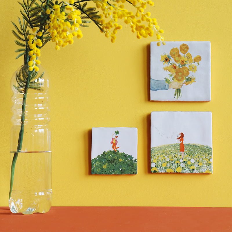 StoryTiles Delft Blue Ik heb een wens Fliese S 10x10 cm Pusteblume