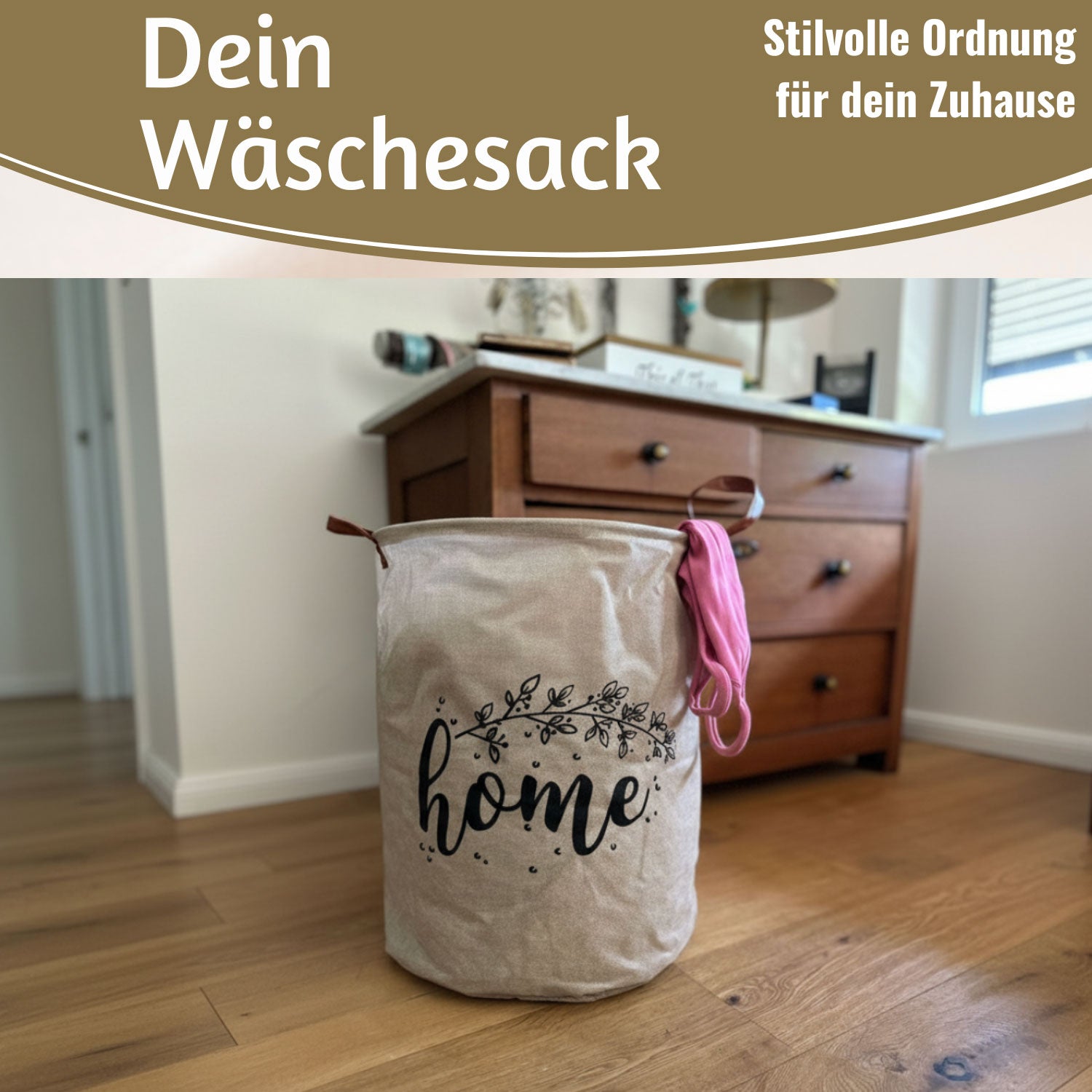 LS-LebenStil Möbel & Wohnen Vintage Home Wäschekorb 62L beige