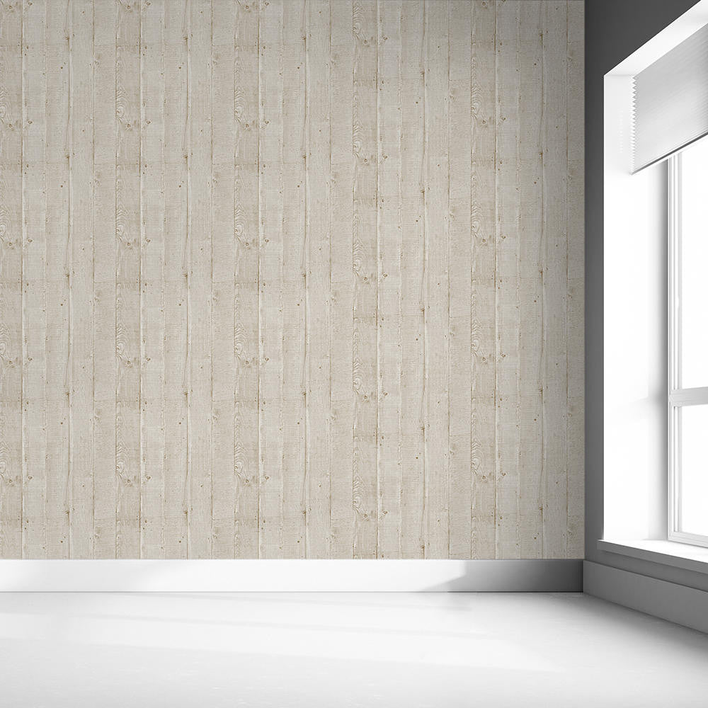 Mineheart Wallpaper Wood Effect Panel Tapete Creme Rolle