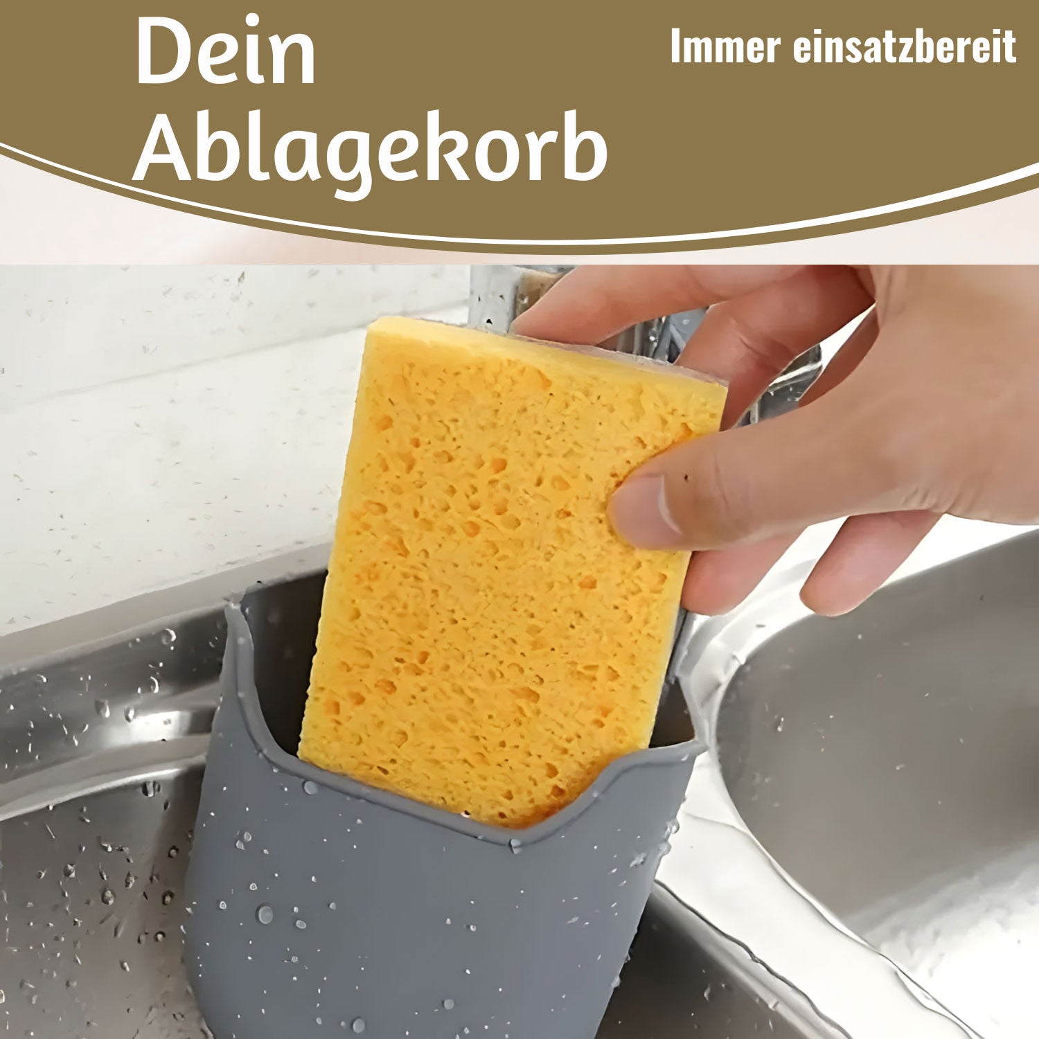 LS-LebenStil Küche Silikon Schwammhalter 2er Set Grau Wasserhahn