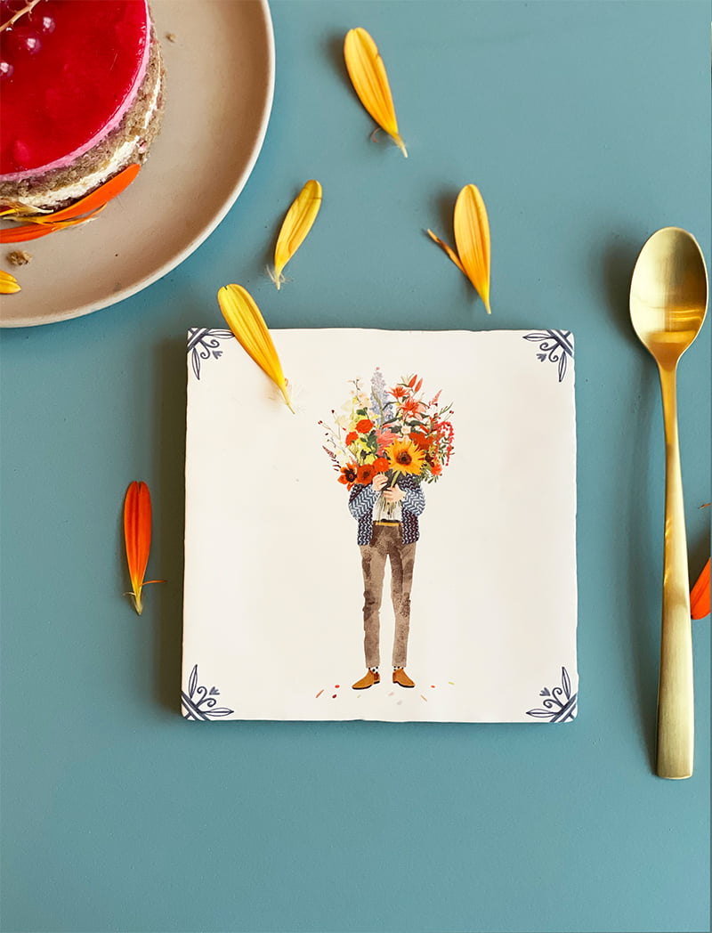Storytiles Delft blue All you need is flowers Fliese 10x10 cm Blumen