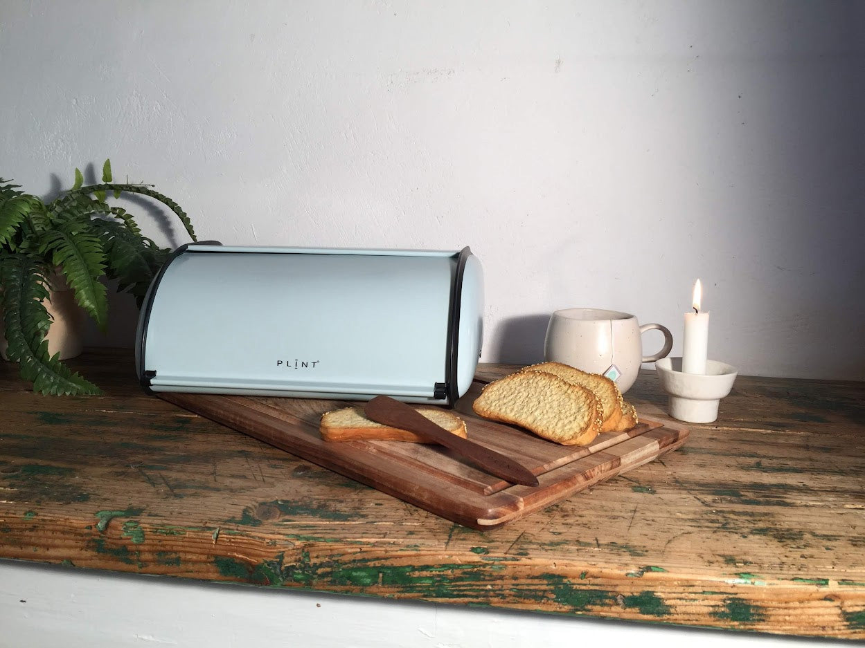 LS-LebenStil Küche & Haushalt Brotkasten Ice Blau 34cm Metall
