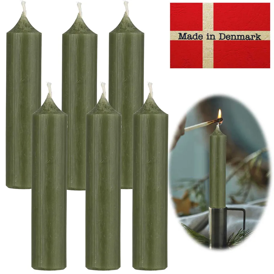 LS-LebenStil Ribe Stabkerzen waldgrün 11x2,2cm 6er Set