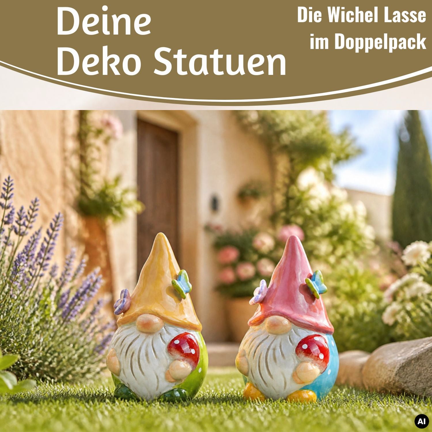 LS-LebenStil Wichtel Deko-Figuren 2er Set 11 cm Garten