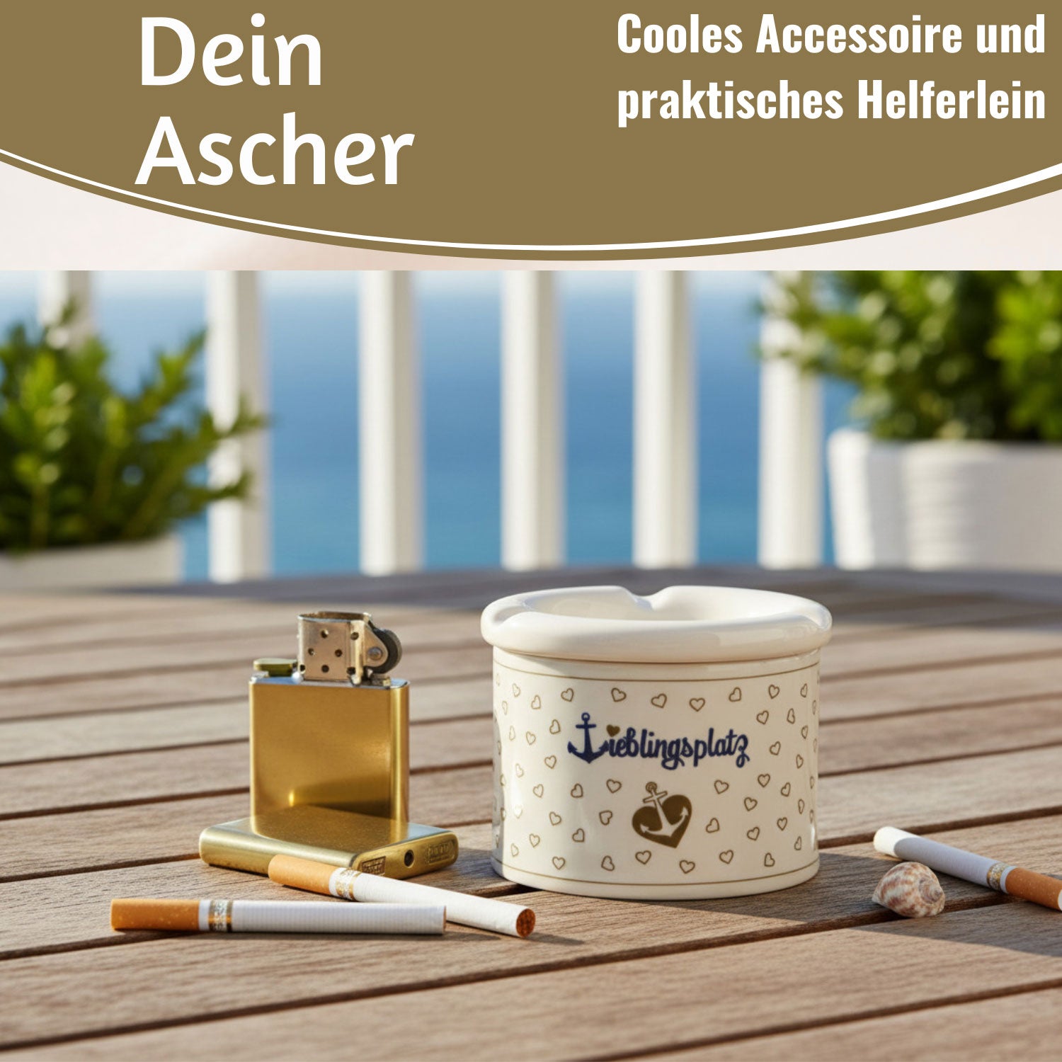 LS-LebenStil Lieblingsplatz Sturmaschenbecher Weiß Braun 10cm