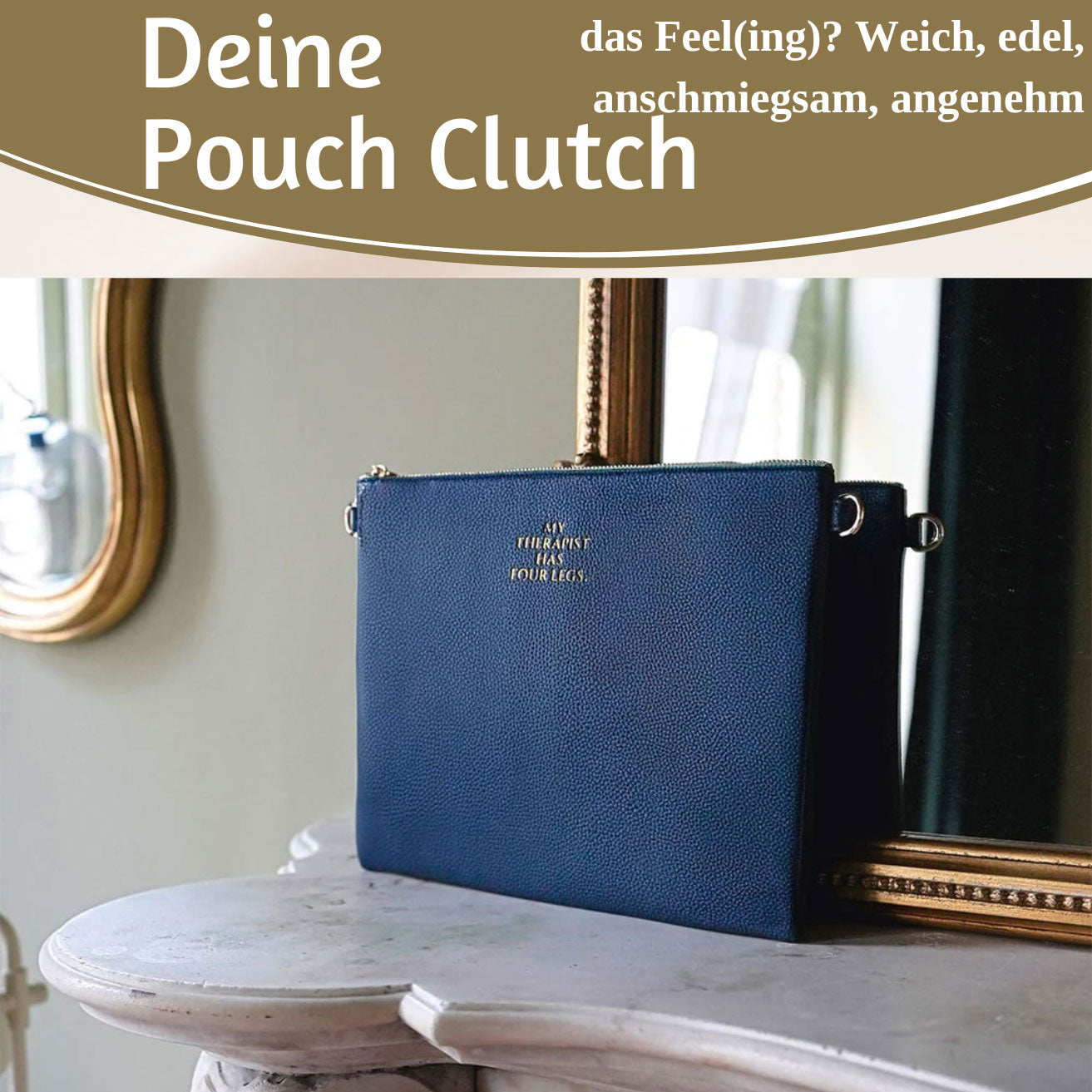LS-LebenStil Shopper & Taschen Stella Navy Blau XL Clutch 30cm