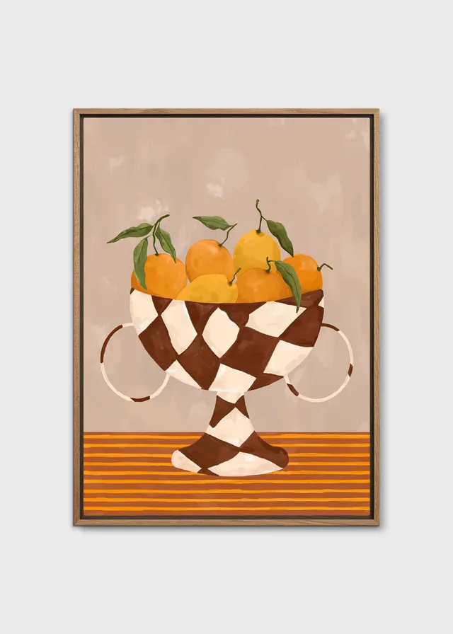 The Poster Club Lemons & Oranges in Checkered Vase Poster 30x40