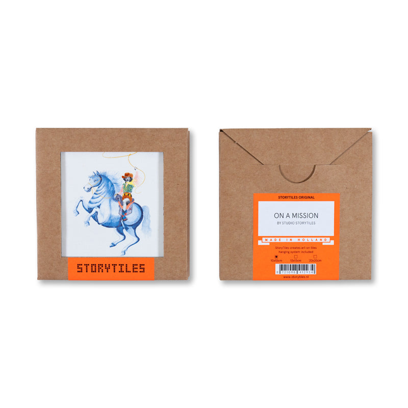 Storytiles Delft Blue On a mission Fliese 10x10 cm Pferd