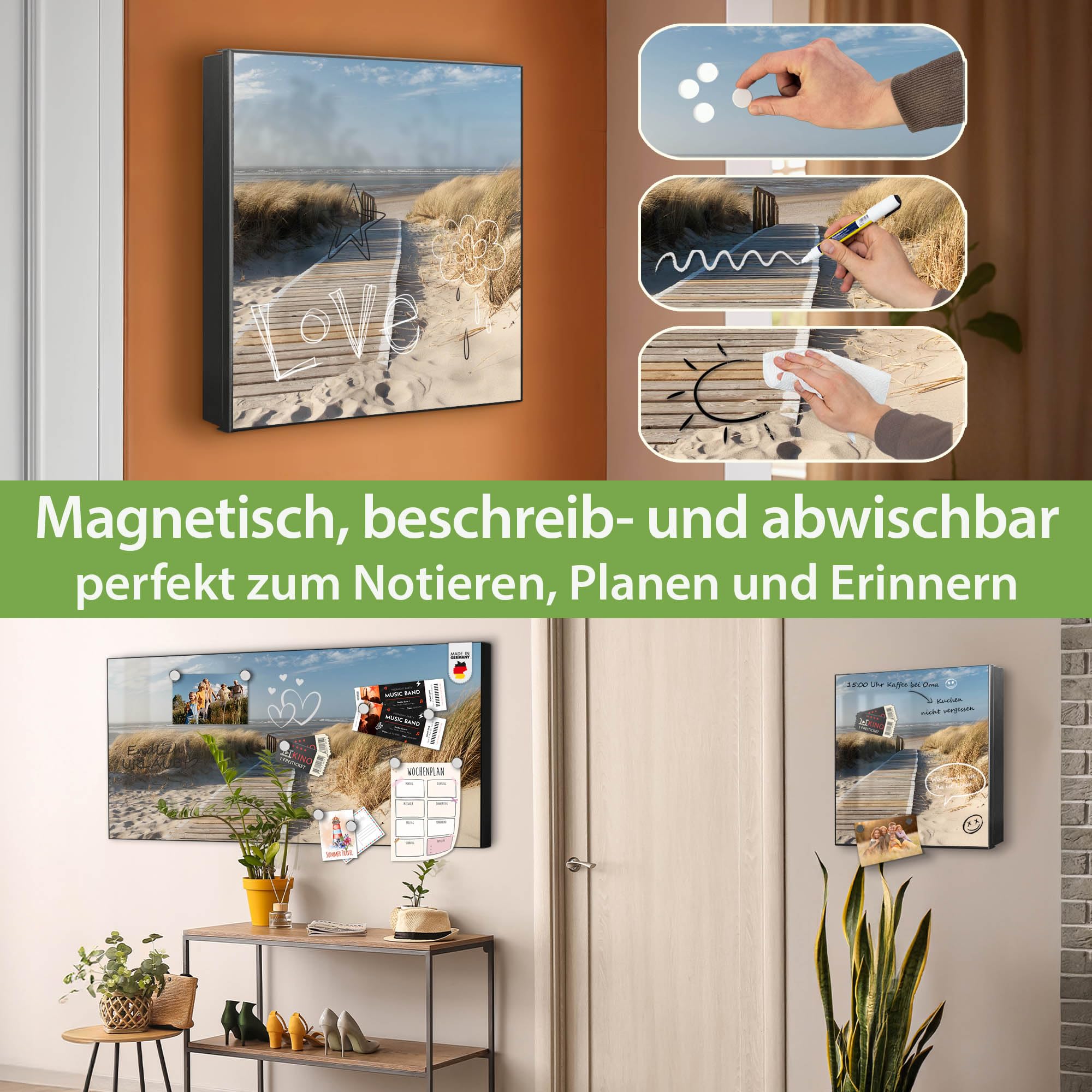 Banjado Schlüsselkasten Dünen Schlüsselbox schwarz 30x30
