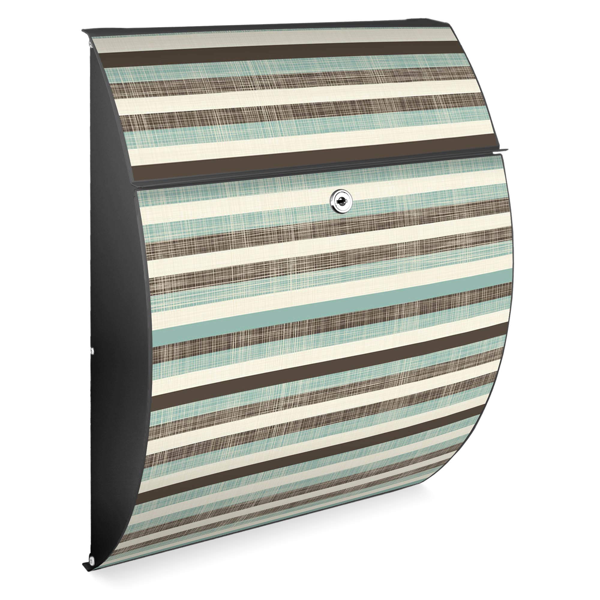 Banjado Riviera Textile Streifen Briefkasten Anthrazit