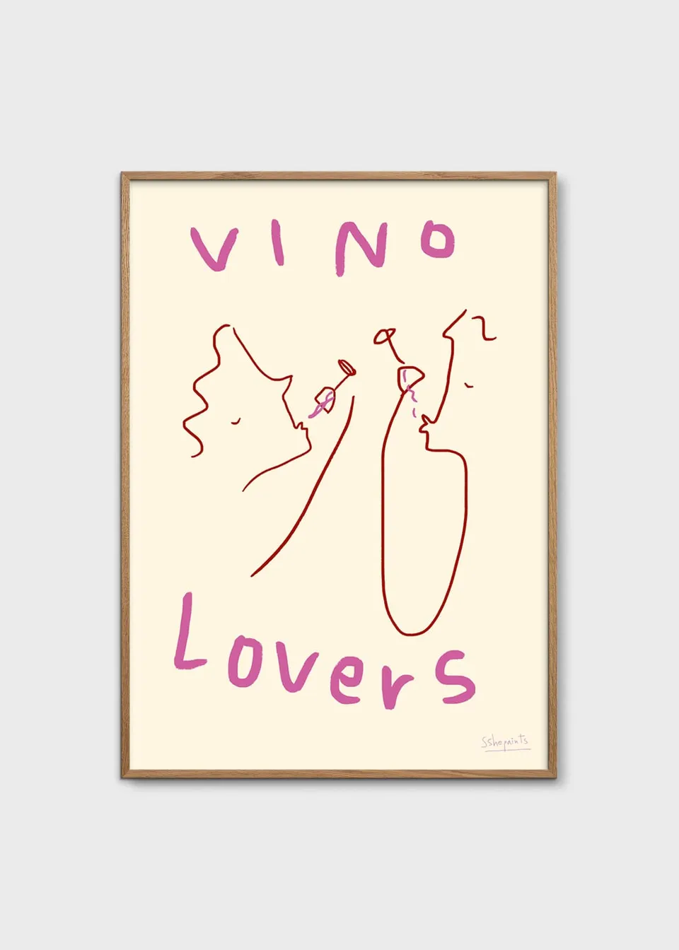 The Poster Club Art Prints Vino Lovers Poster 30x40 cm beige