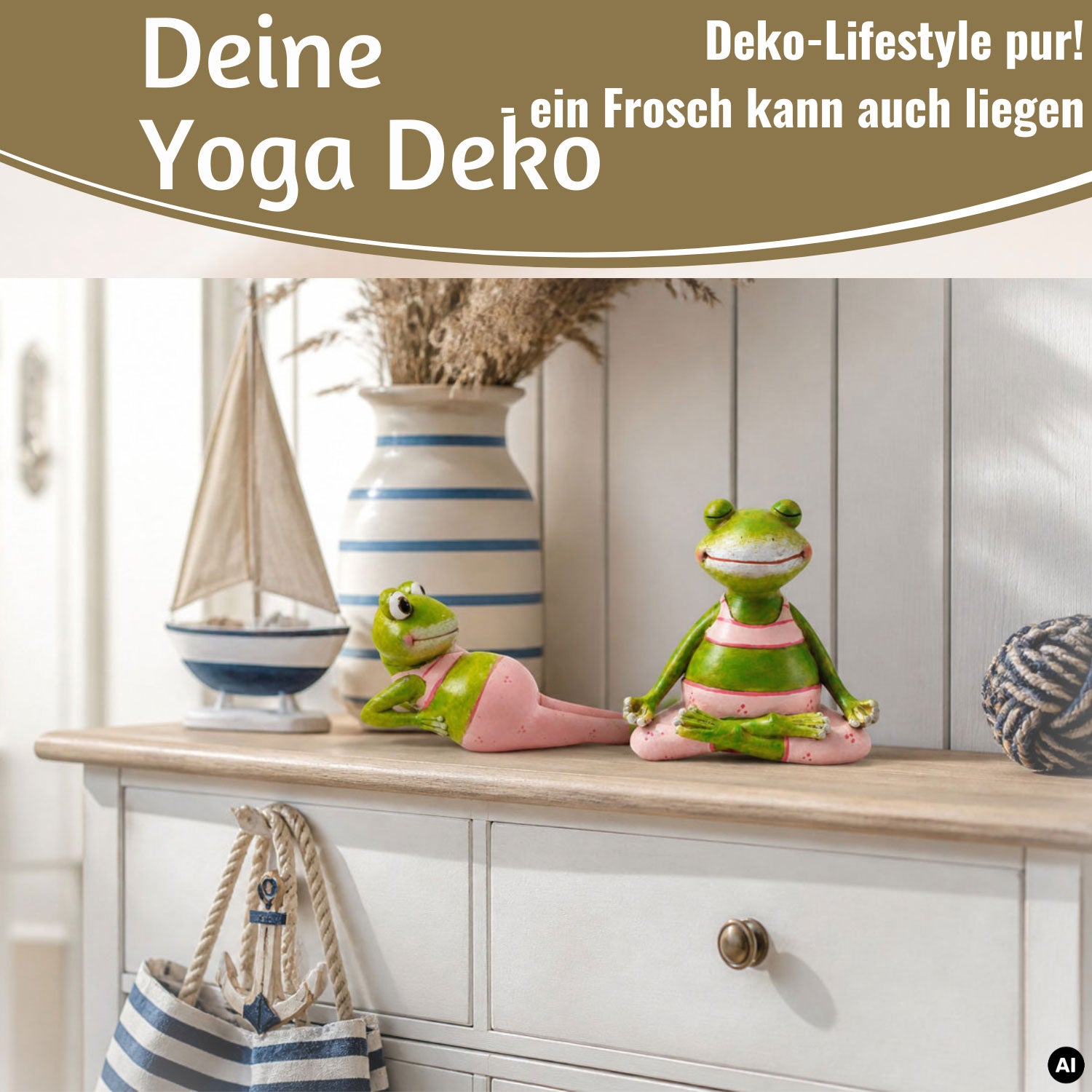 LS-LebenStil Happy Frogs Yoga Frosch Dekofigur 2er Set 11cm