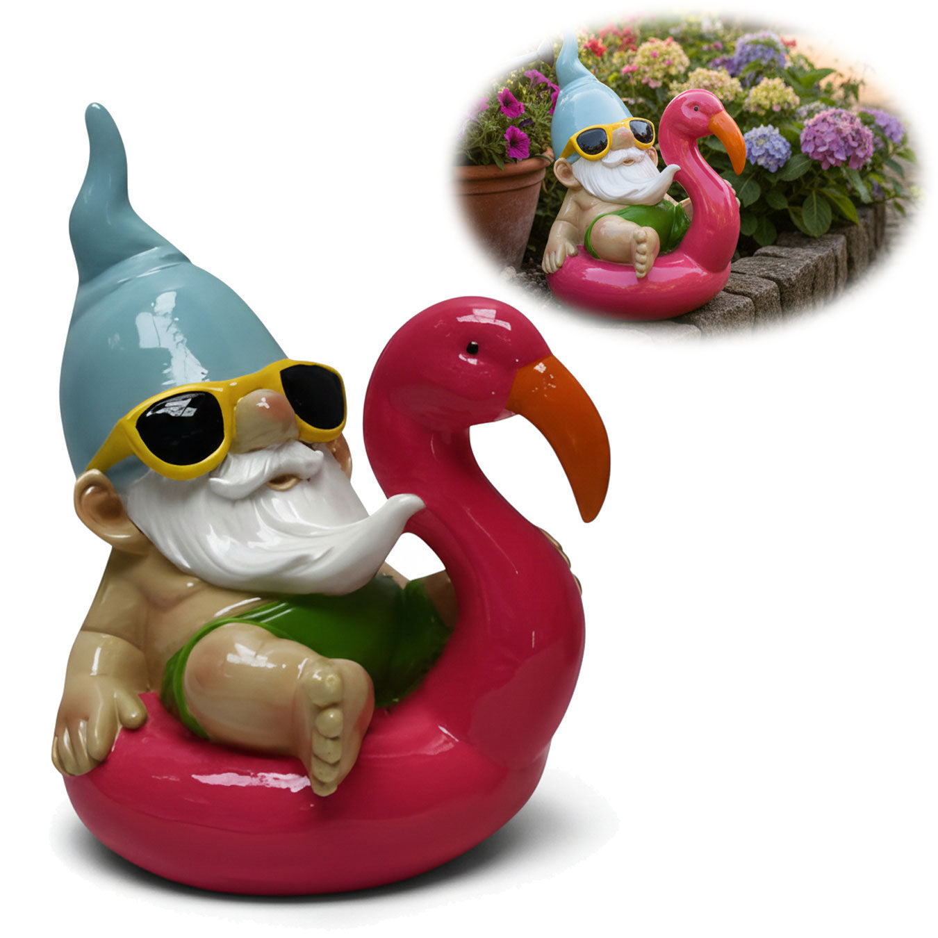 LS-LebenStil Gartenzwerg Pink sitzend 17cm Polyresin