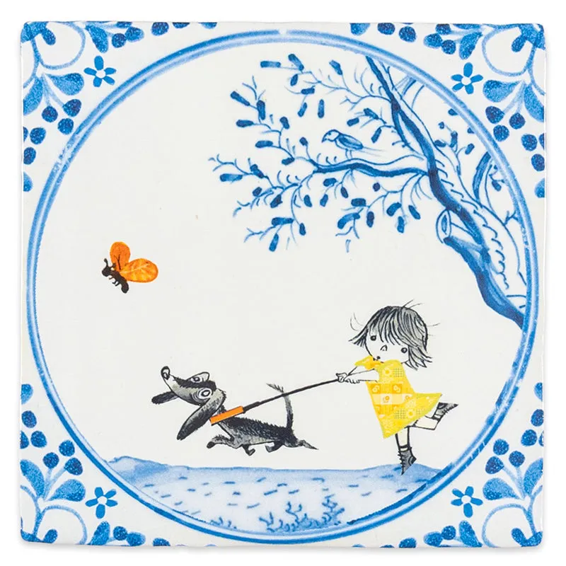 Storytiles Delft Blue Beste vriendjes Fliese S 10x10 cm Hund