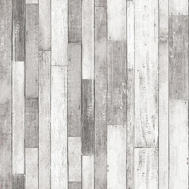 Mineheart Wallpaper Rustic Wood Tapete Grau-Weiß Holzoptik