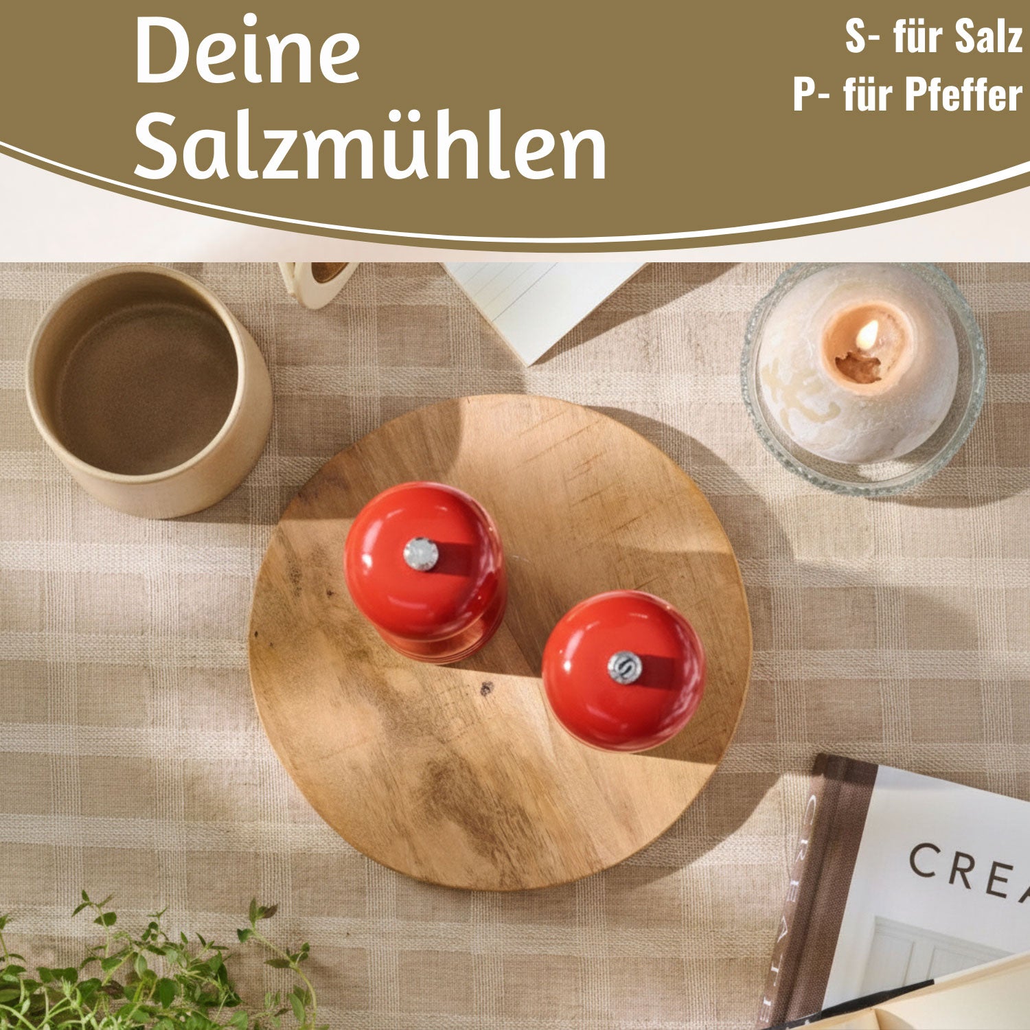 LS-LebenStil Salzmühle Pfeffermühle Set Rot 21x5cm Holz
