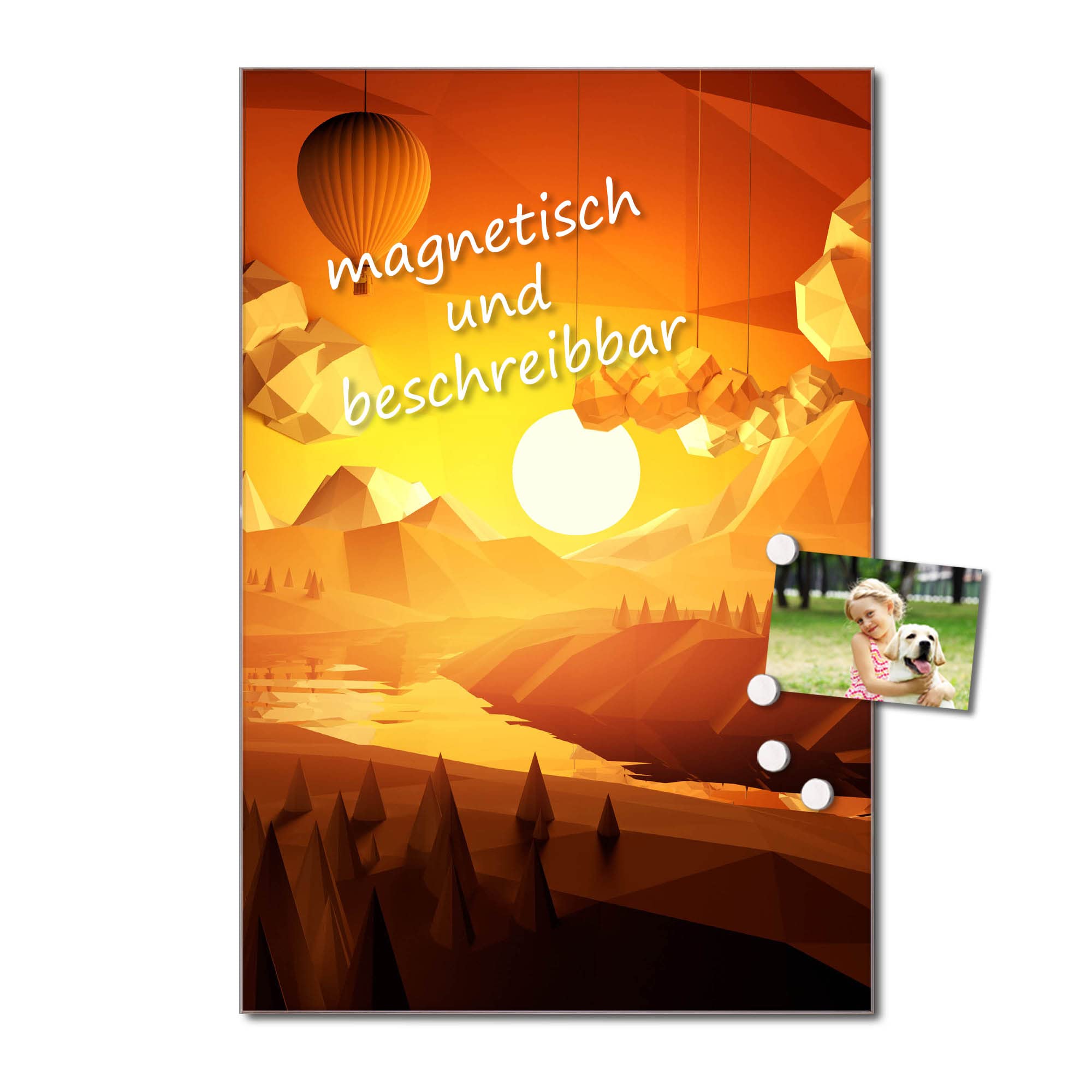 Banjado Magnettafel Sunset Glasmagnettafel 40x60 cm Camping