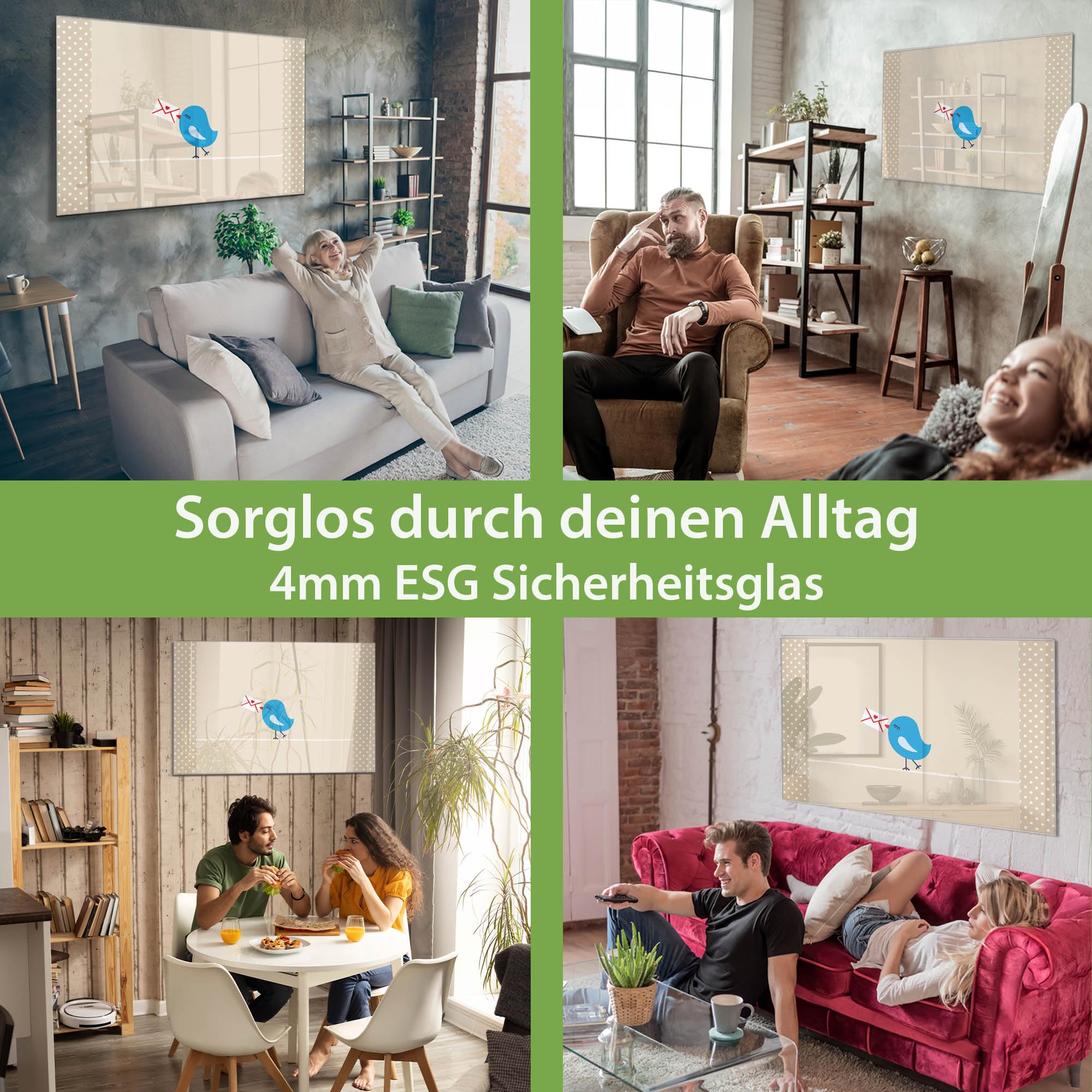 Banjado Magnettafel Liebesbrief Glas-Memoboard 120x80 cm