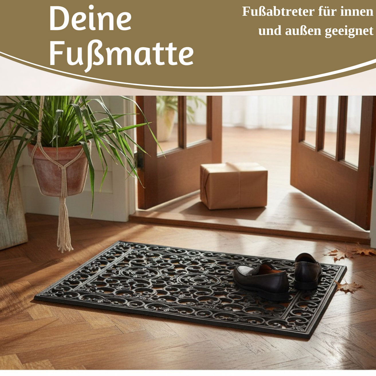 LS-LebenStil Möbel & Wohnen Türmatte Gummi Filigran 75x45cm Schwarz