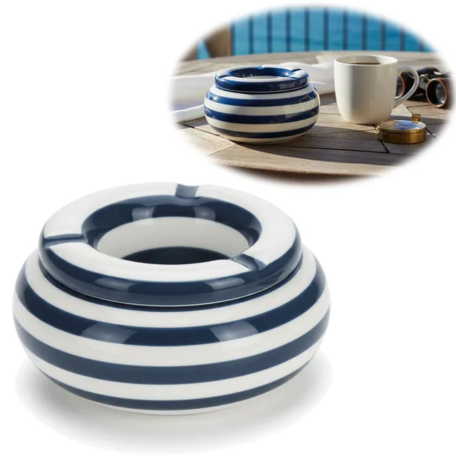 LS-LebenStil Küche & Haushalt Sturmaschenbecher XL blau-weiß