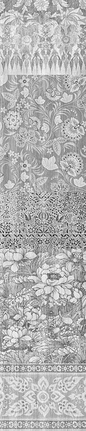 Mineheart Arts Crafts Patchwork Tapete Schwarz Weiß 10m