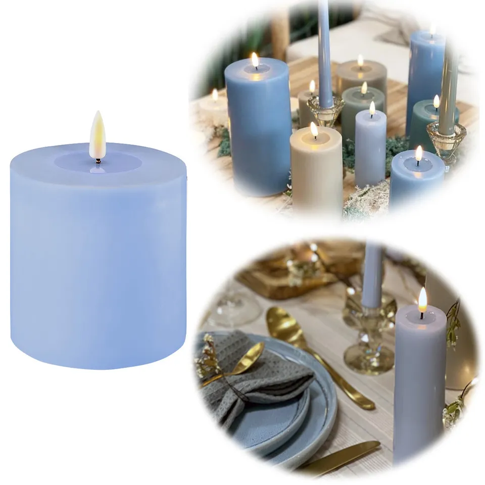LS-LebenStil Real Flame LED Stumpenkerze 10cm blau