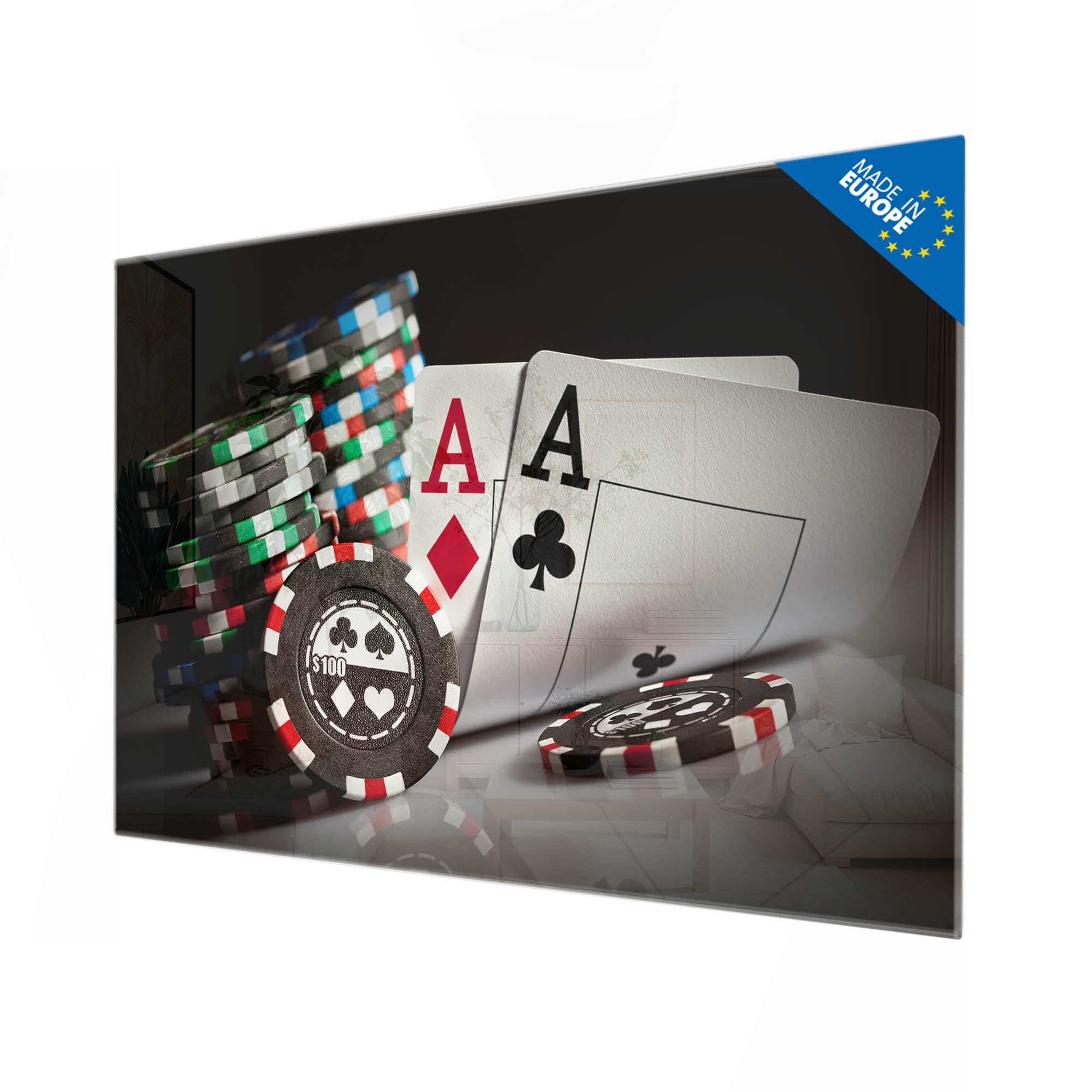 Banjado Magnettafel Poker Glas-Magnettafel 120x80 cm Retro