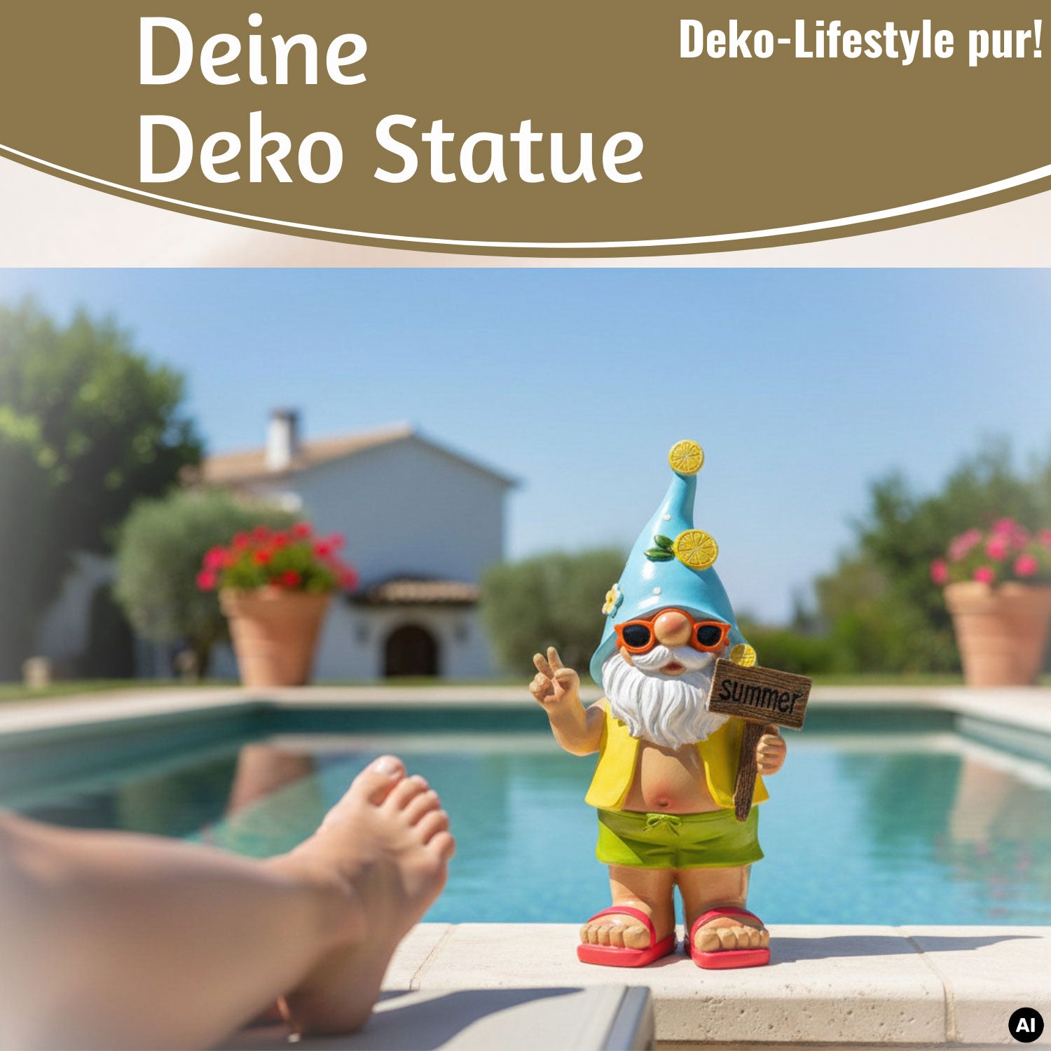 LS-LebenStil Summer Gartenzwerg XL Deko Figur 23cm